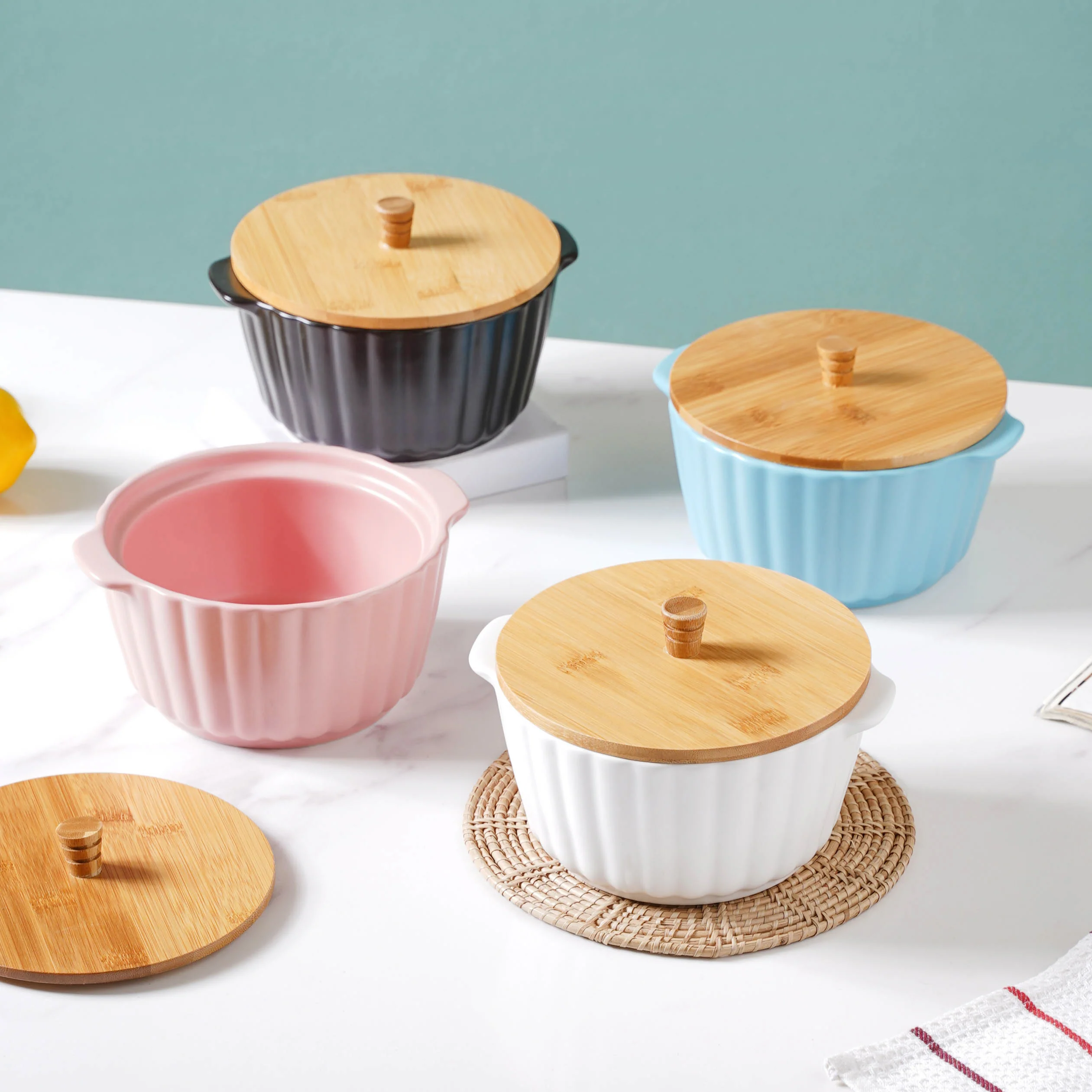 Peppy Pink Scalloped Pot With Lid 8 Inch - Image 6