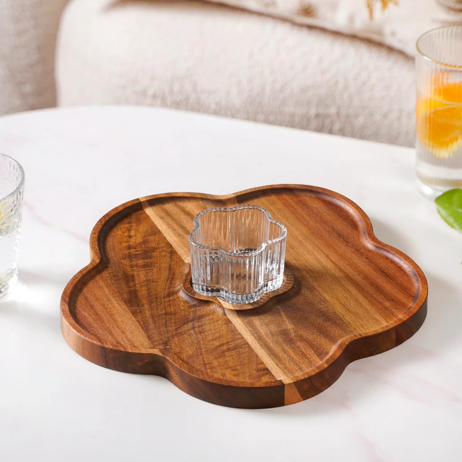 Petalia Acacia Wood Platter With Bowl Set Of 2 - Image 5