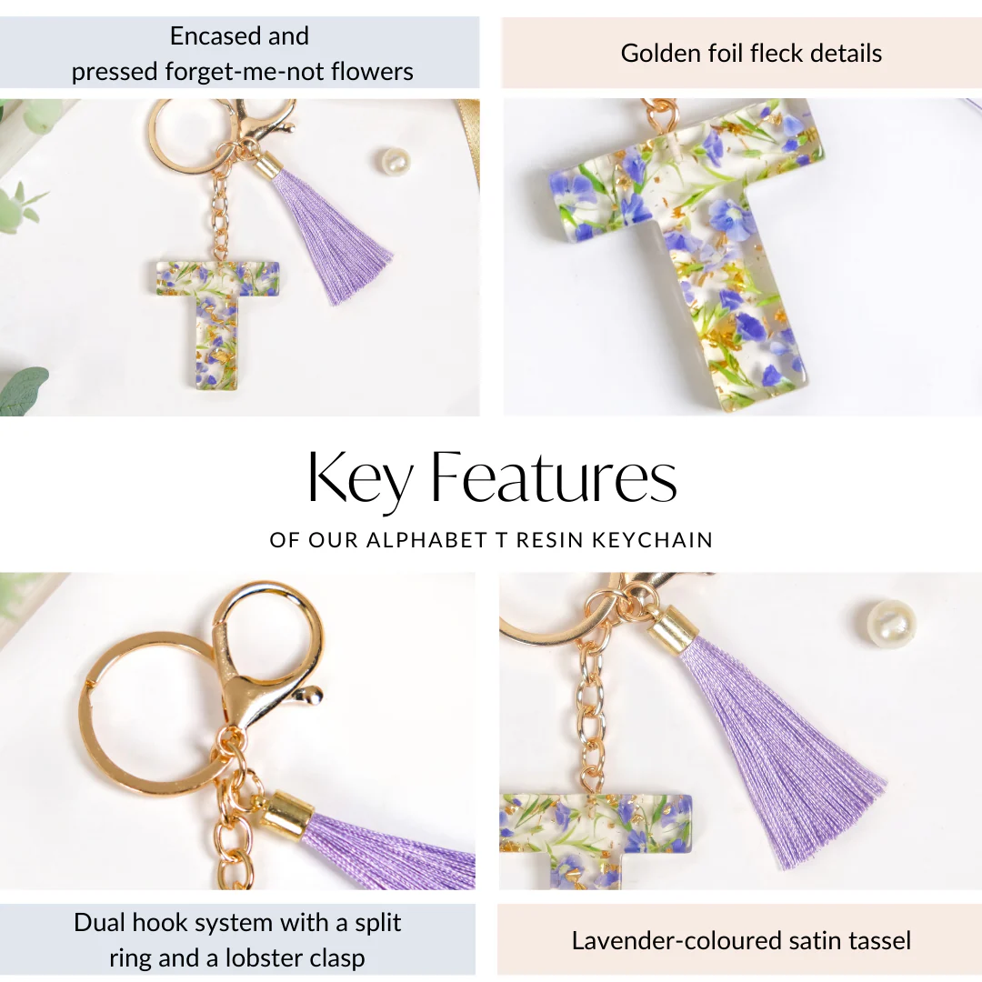 Petals And Gold Flecks T Resin Keyring - Image 5