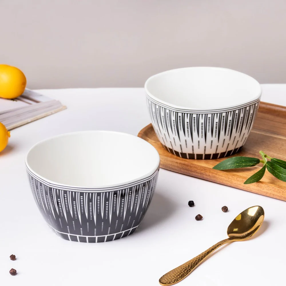 Philocaly Linear Patterned Soup Bowl Black 250 ml - Image 6