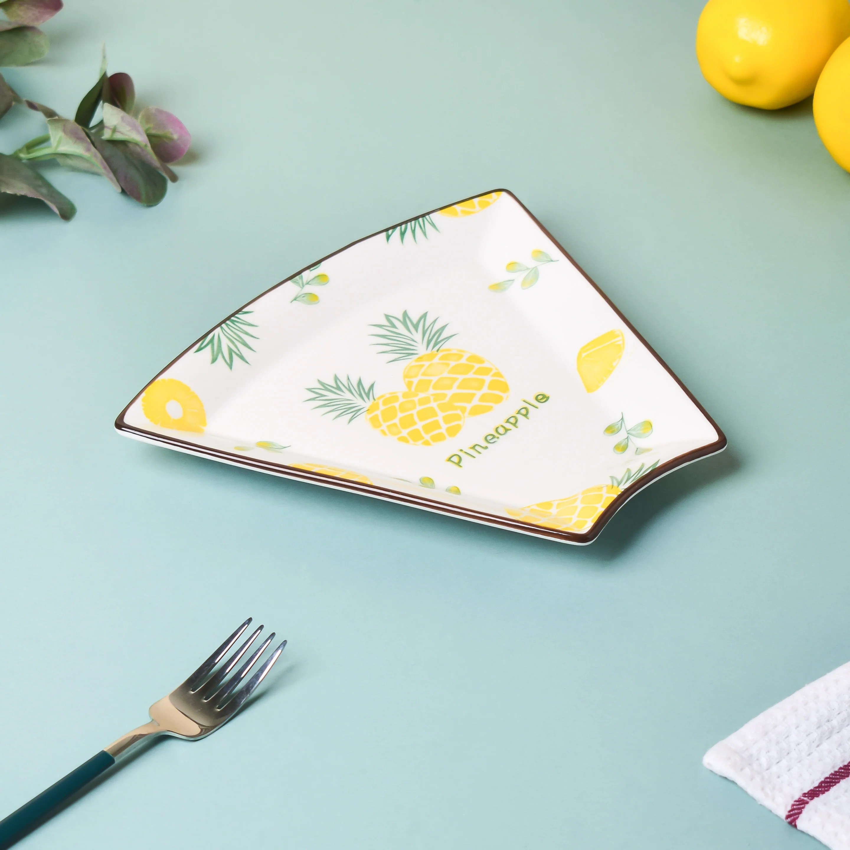Pineapple Ceramic Snack Plate 8 Inch - Image 3
