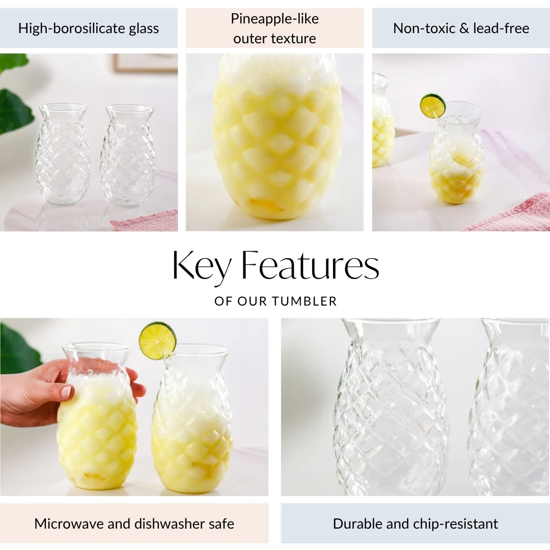 Pineapple Drinking Glass Set Of 2 500ml - Image 4