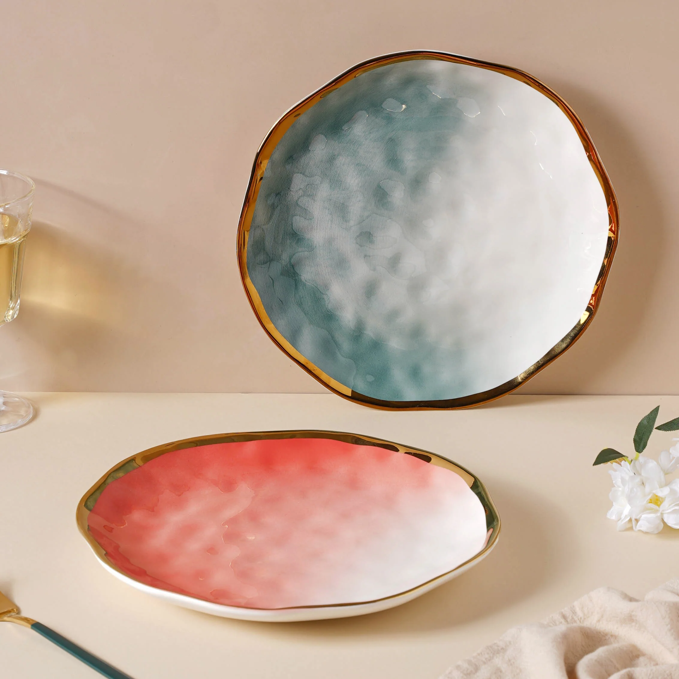 Pink and Green Ombre 22 Piece Dinner Set For 6 - Image 15