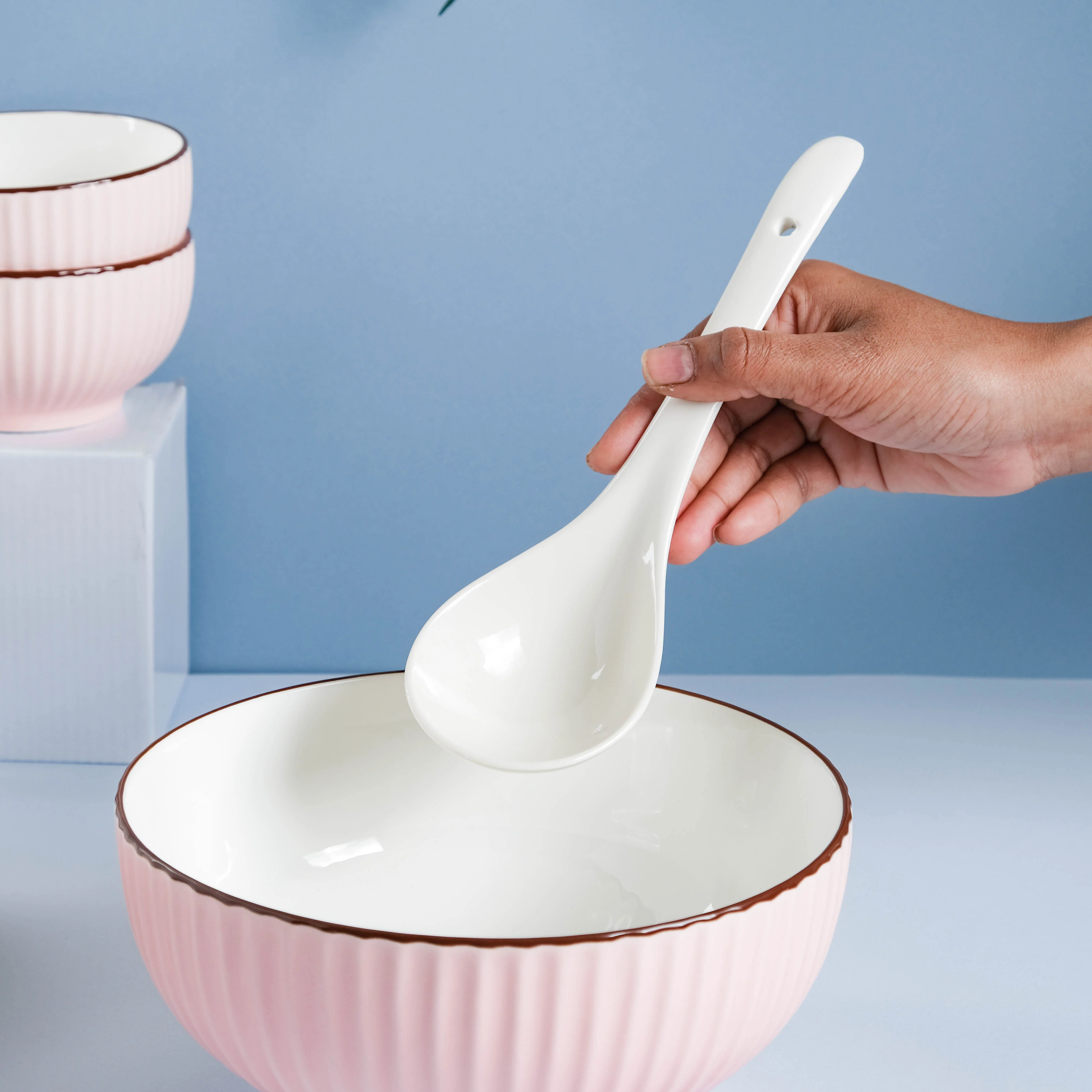 Pink Blossom 18 Piece Pasta Set For 4 - Image 14