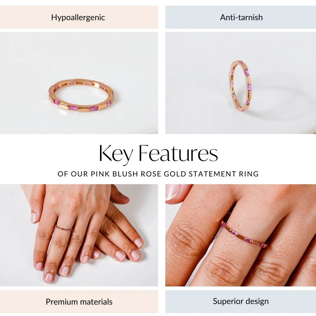 Pink Blush Rose Gold Statement Ring - Image 4