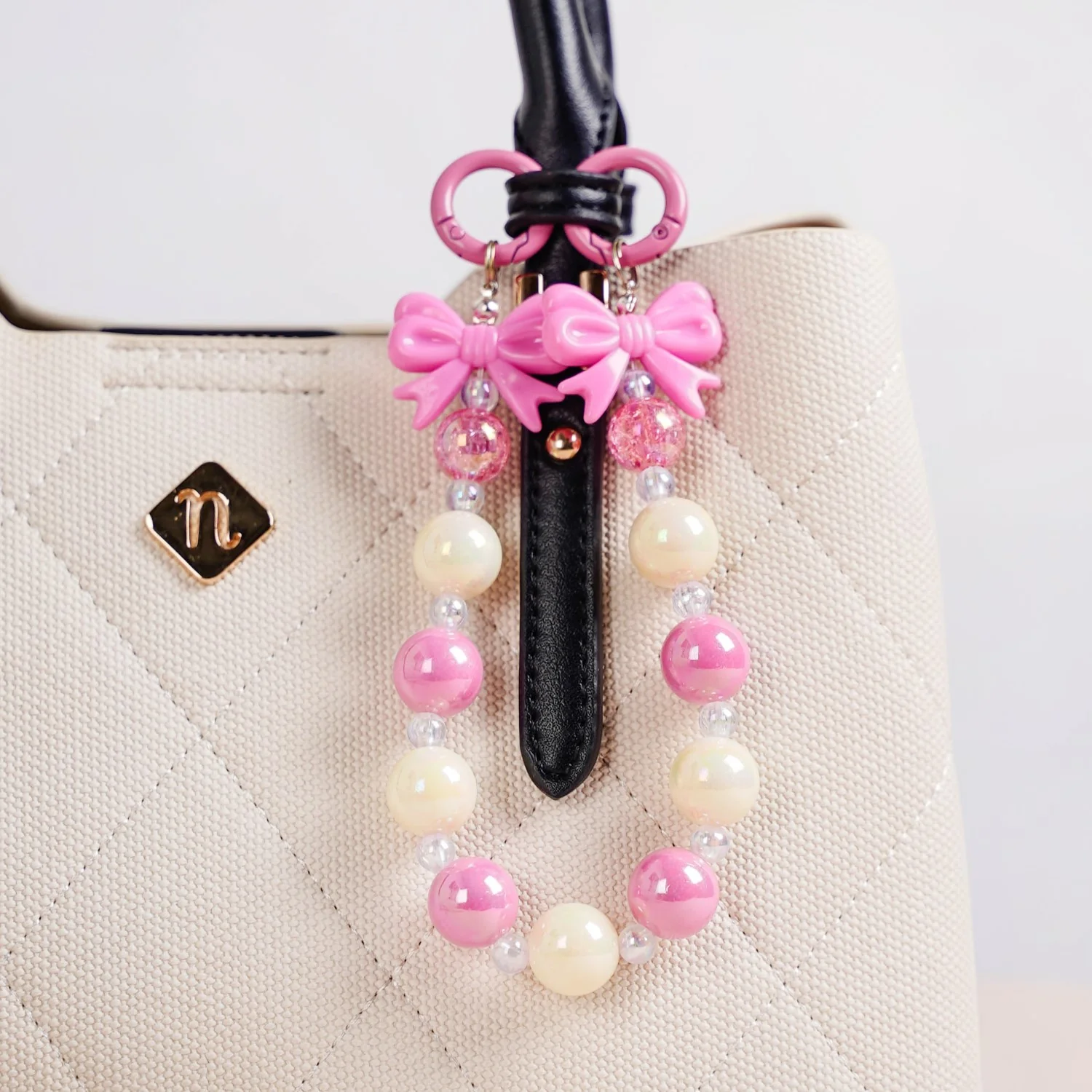 Blush Pink Bow Keychain - Image 7