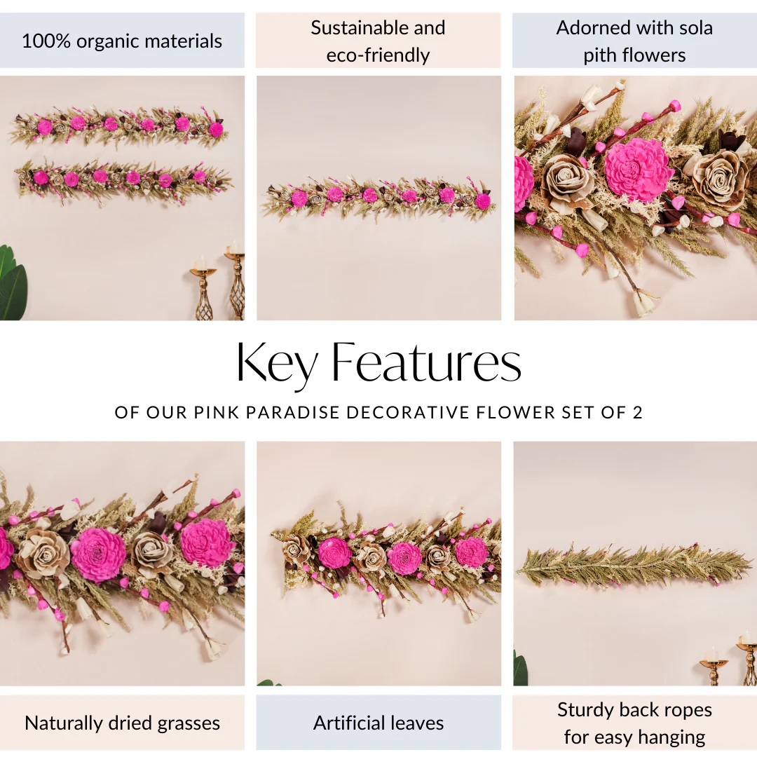 Pink Eco Friendly Decorative Dried Flower Set Of 2 - Image 5