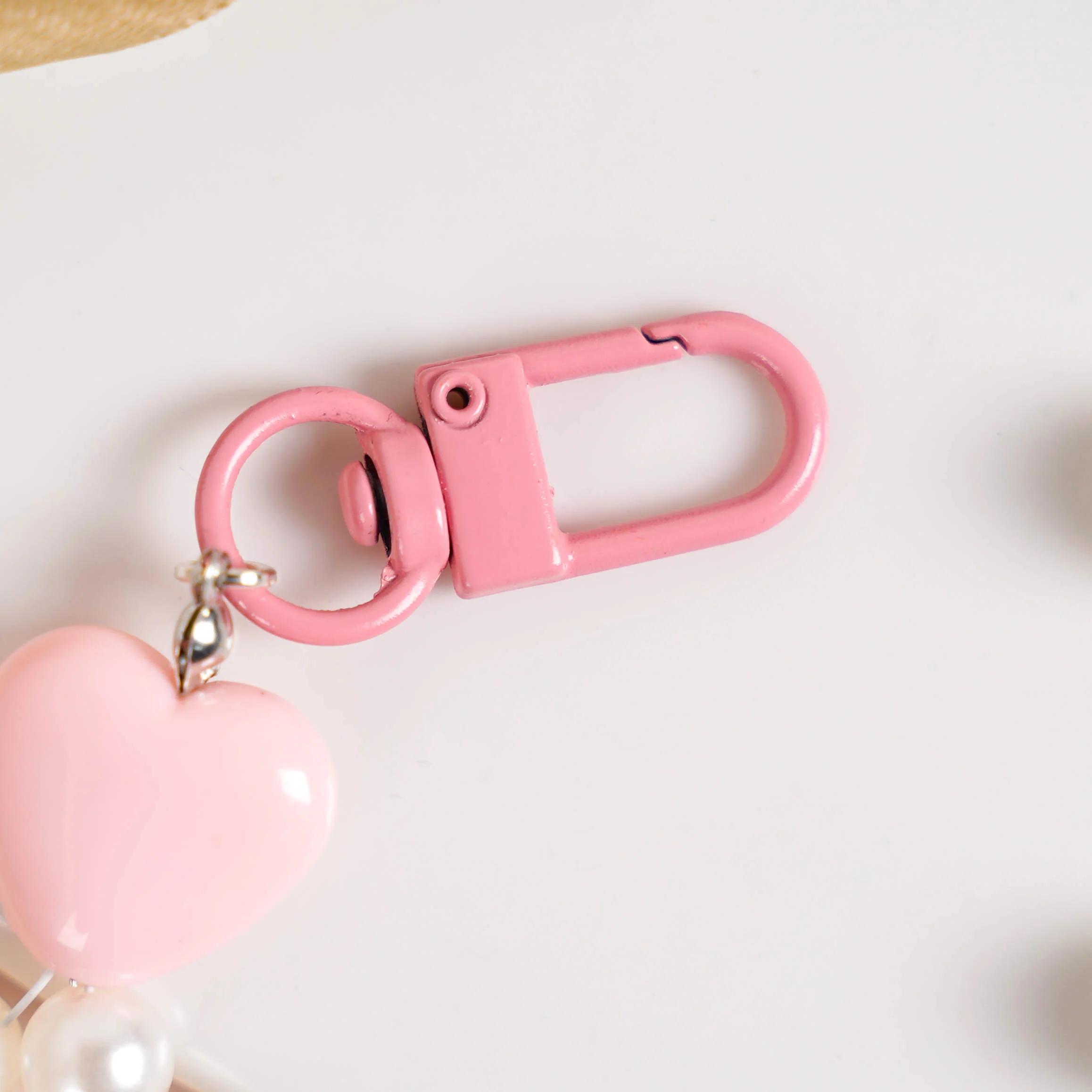 Pink Heart And Pearl Keychain - Image 6