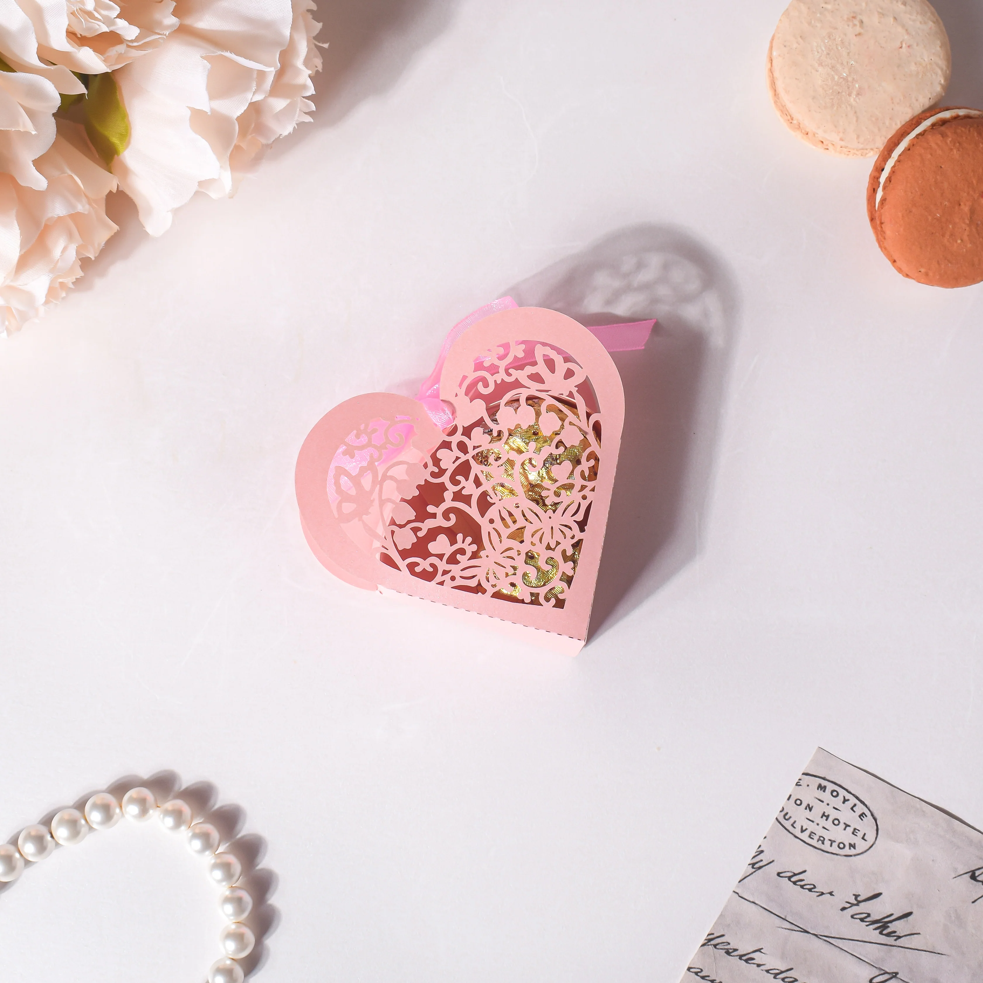 Pink Heart Paper Gift Box Set Of 20 - Image 3