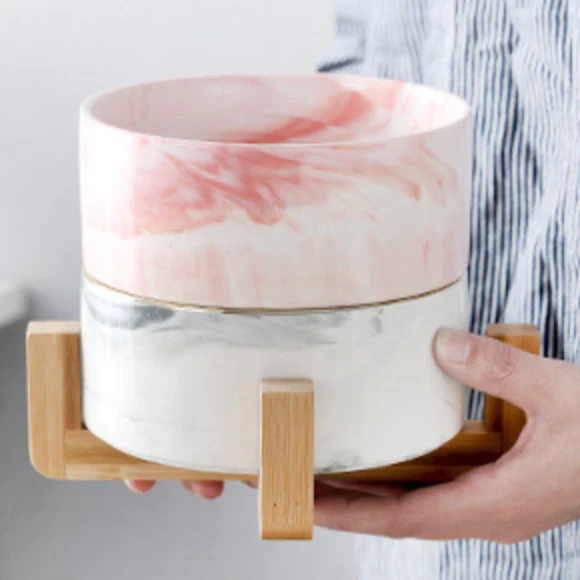 Pink Marble Bowl with Stand - Image 8