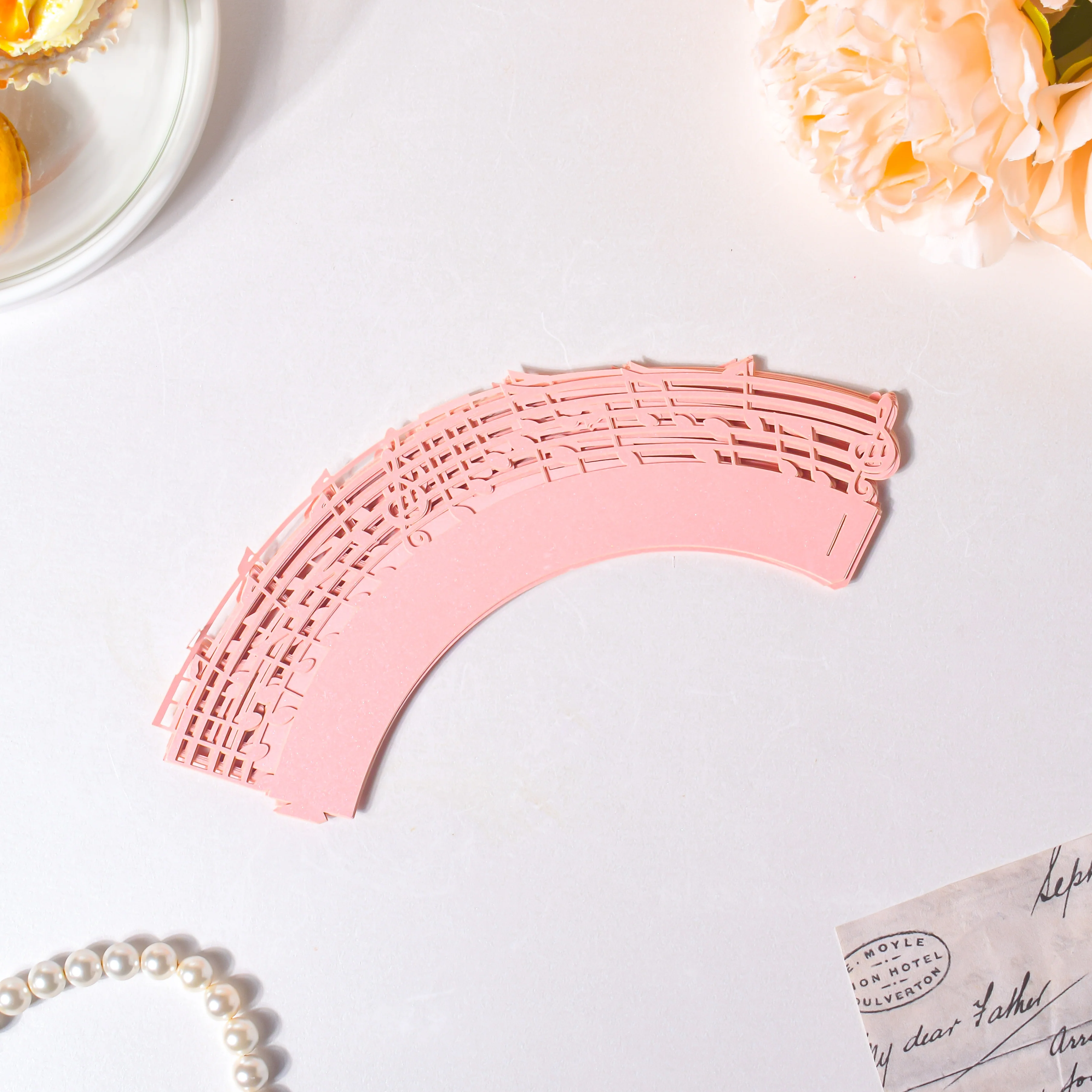 Pink Musical Notes Lace Cupcake Wrapper Set of 20 - Image 3