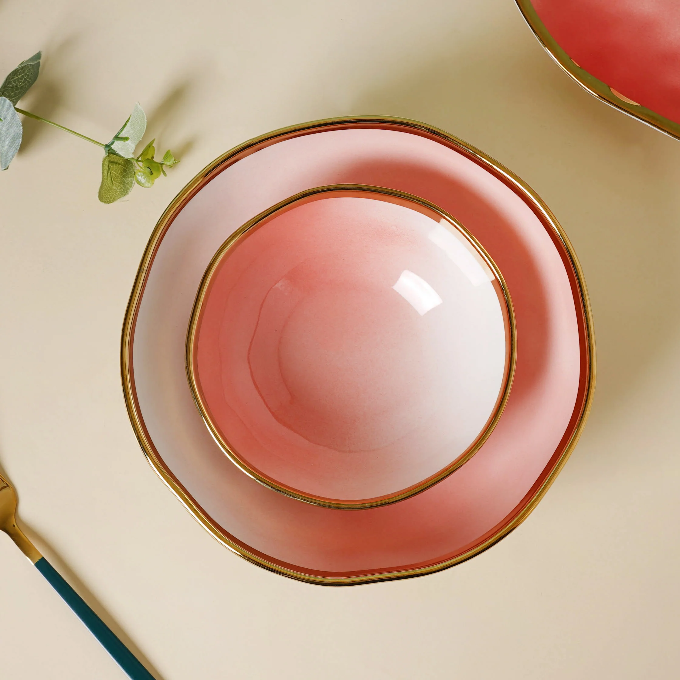 Pink Ombre 21 Piece Dinner Set For 6 - Image 16