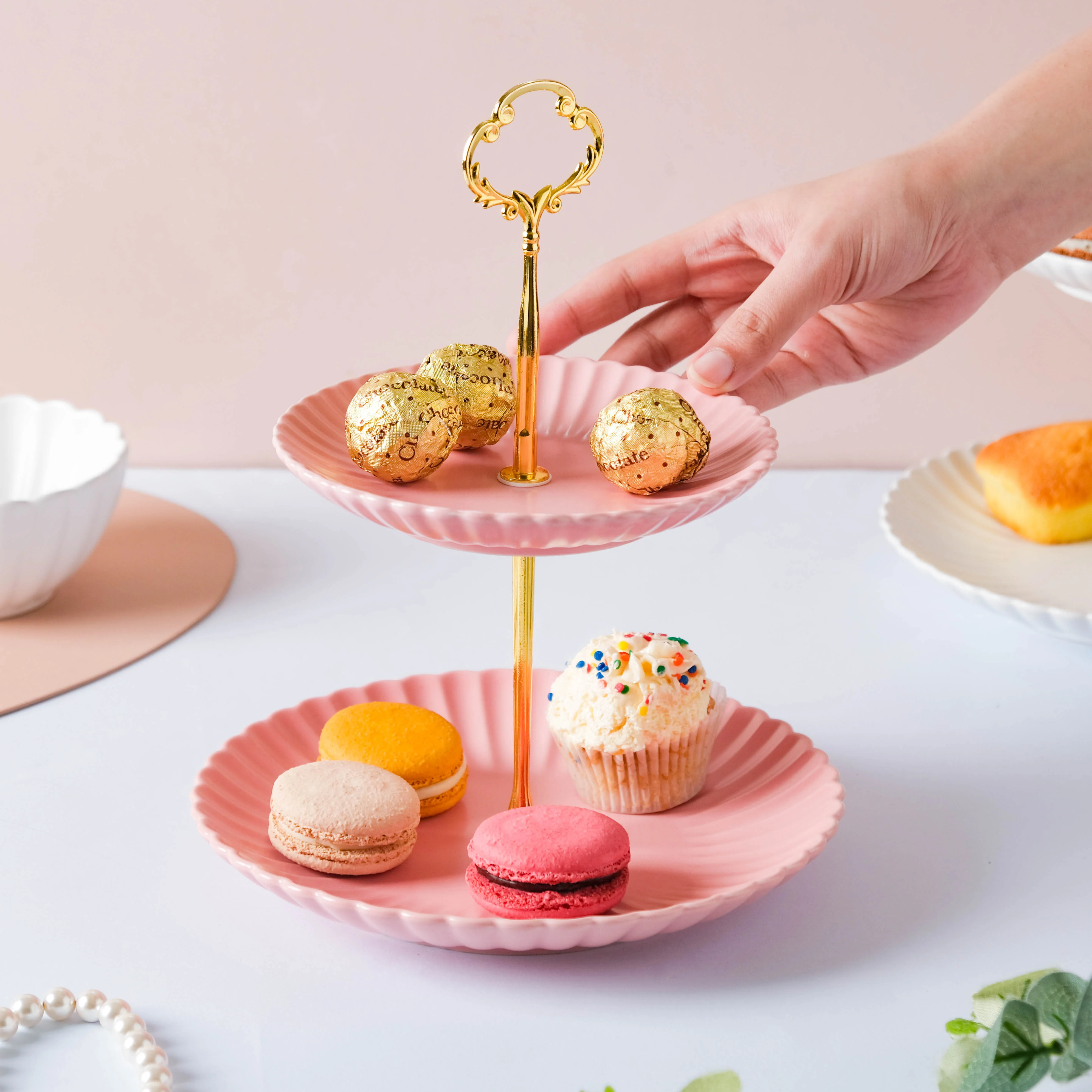 Pink Pebble 2-tier Cupcake Stand - Image 3