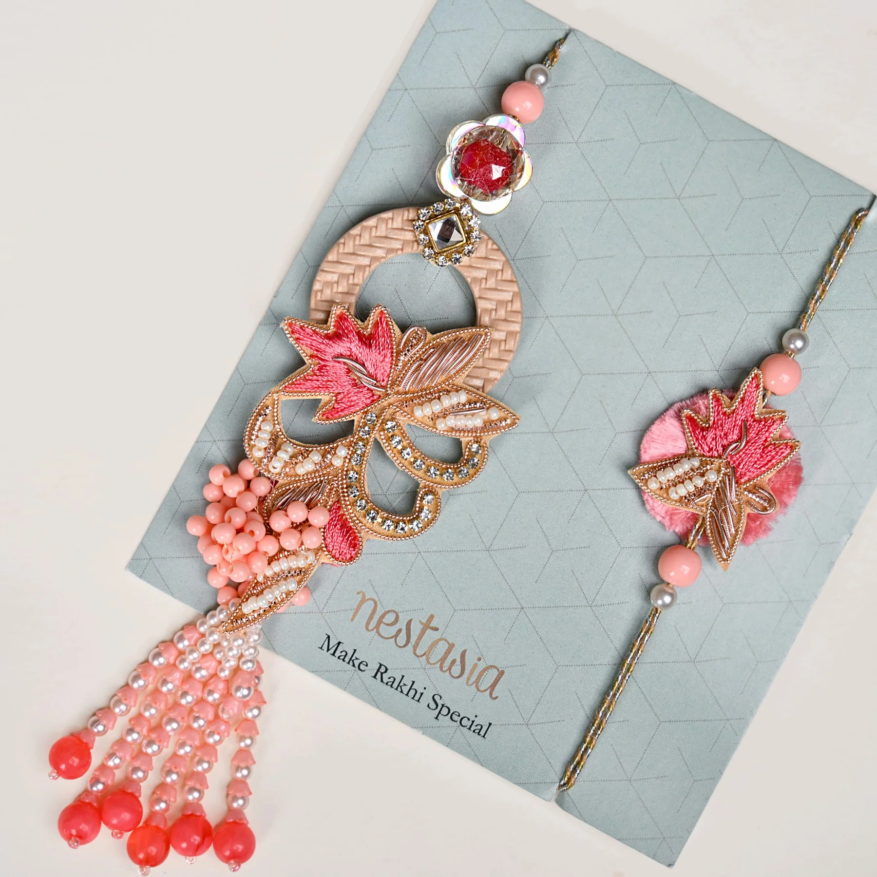 Pink Petal Rakhi Lumba Gift Set - Image 3