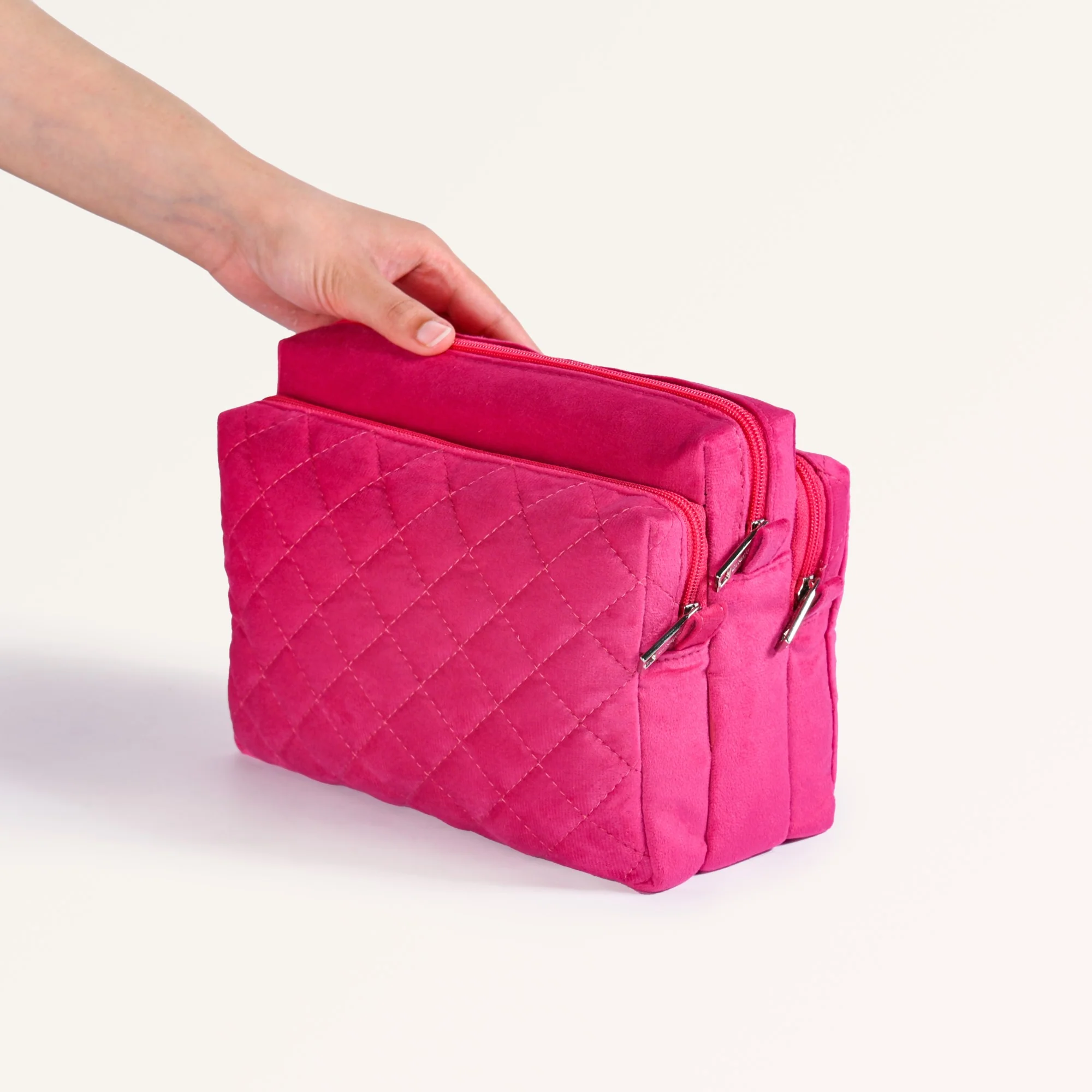 Pink Quilted Stylish Vanity Pouch - Image 2