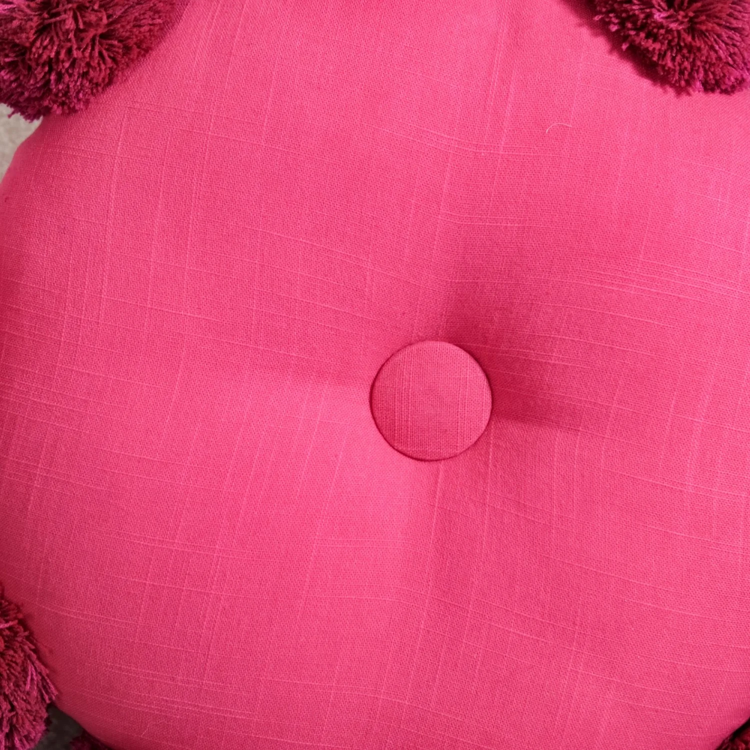 Pink Round Cushion With Pom Poms 17 Inch - Image 7