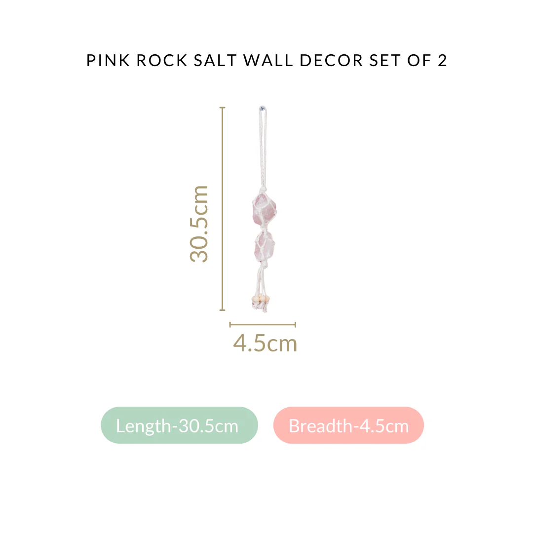 Pink Salt Crystal Macrame Hanging Set Of 2 - Image 4