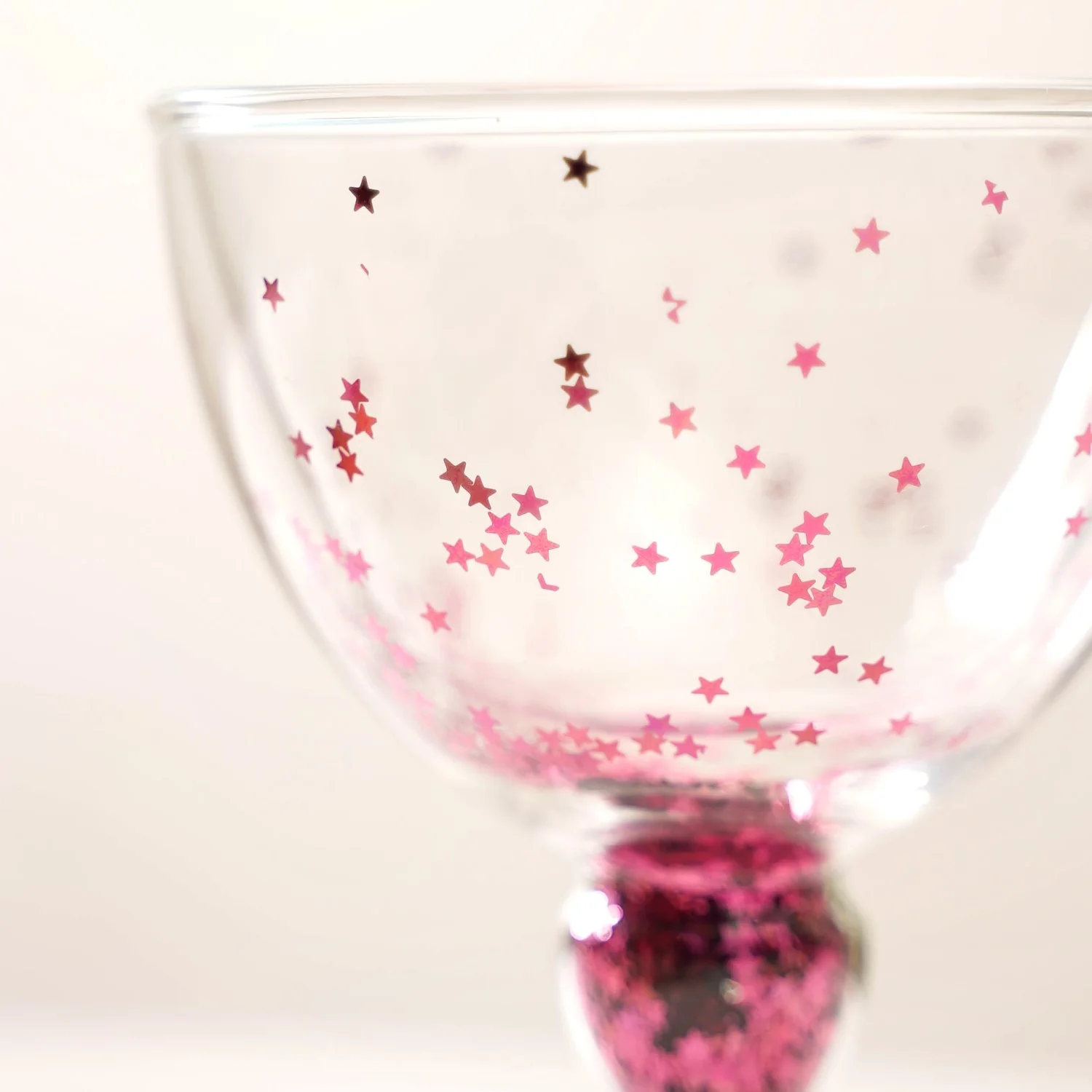 Pink Star Confetti Filled Double Wall Stem Glass Set Of 2 250ml - Image 9