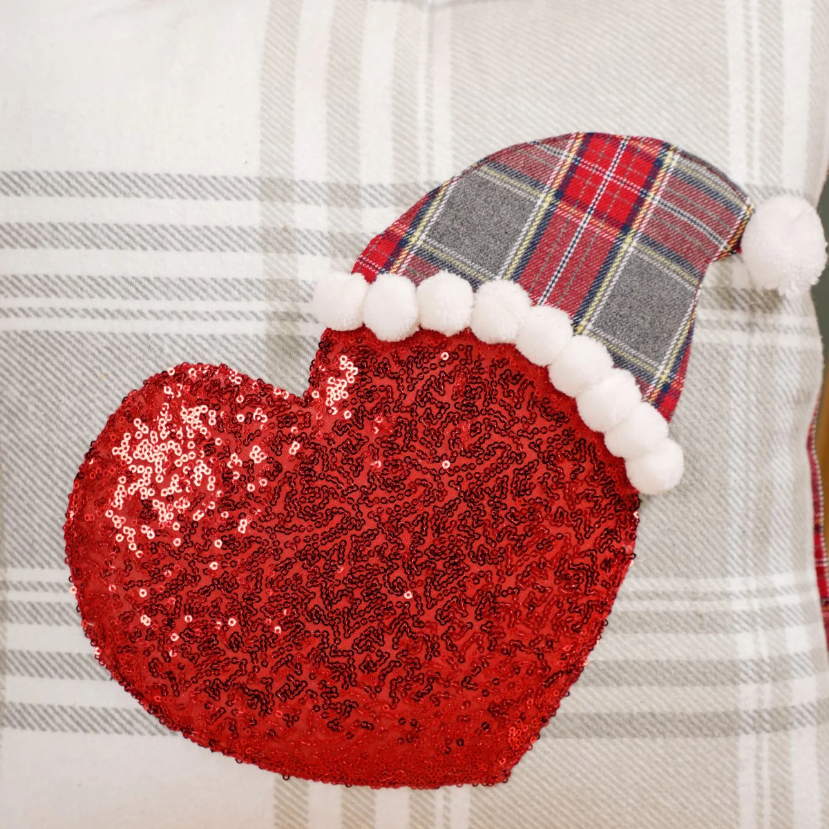 Christmas Heart Plaid Cushion Cover 16x16 Inch - Image 6