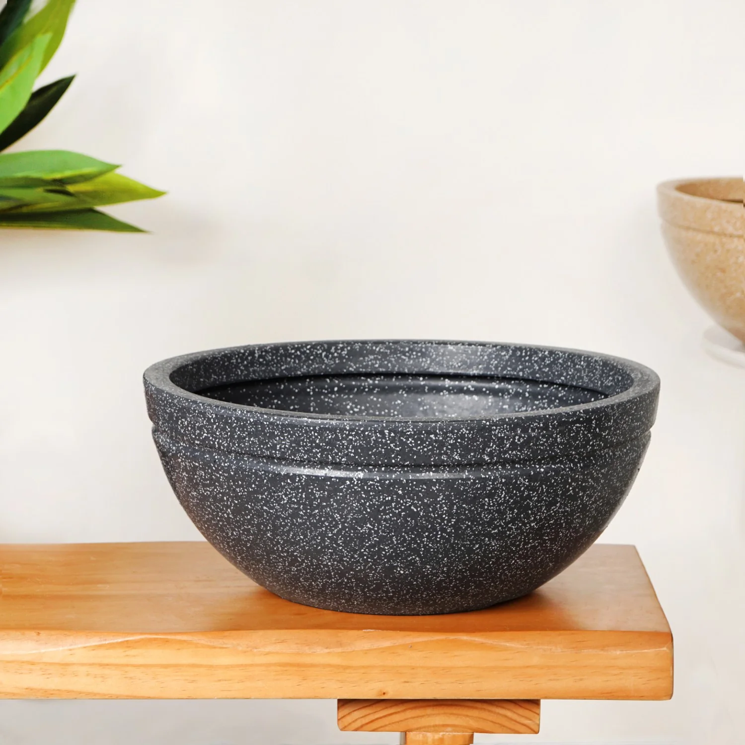 Planterra Granite Black Round Lotus Planter 15x7 Inch - Image 9