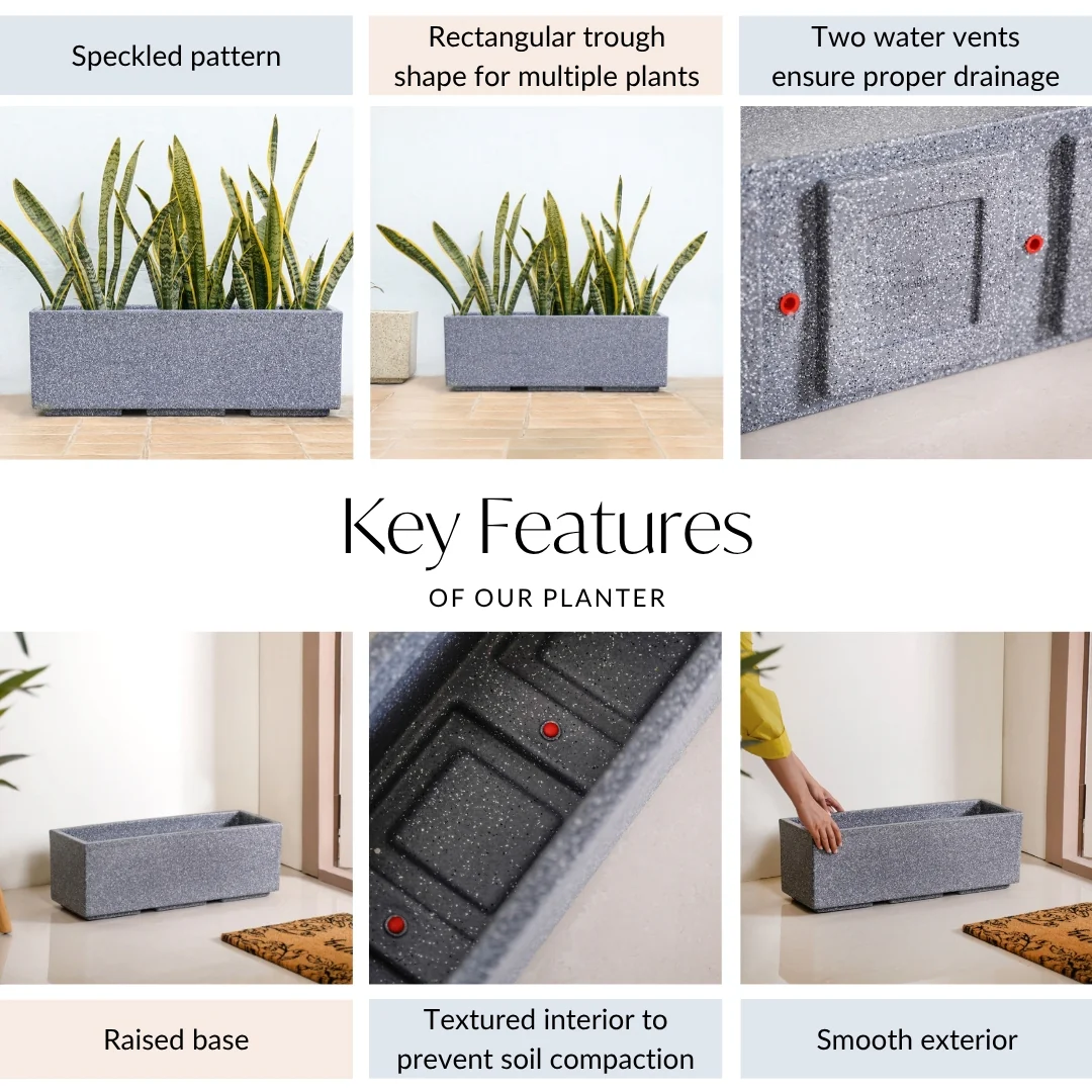 Planterra Modern Grey Trough Planter 24x8 Inch - Image 5