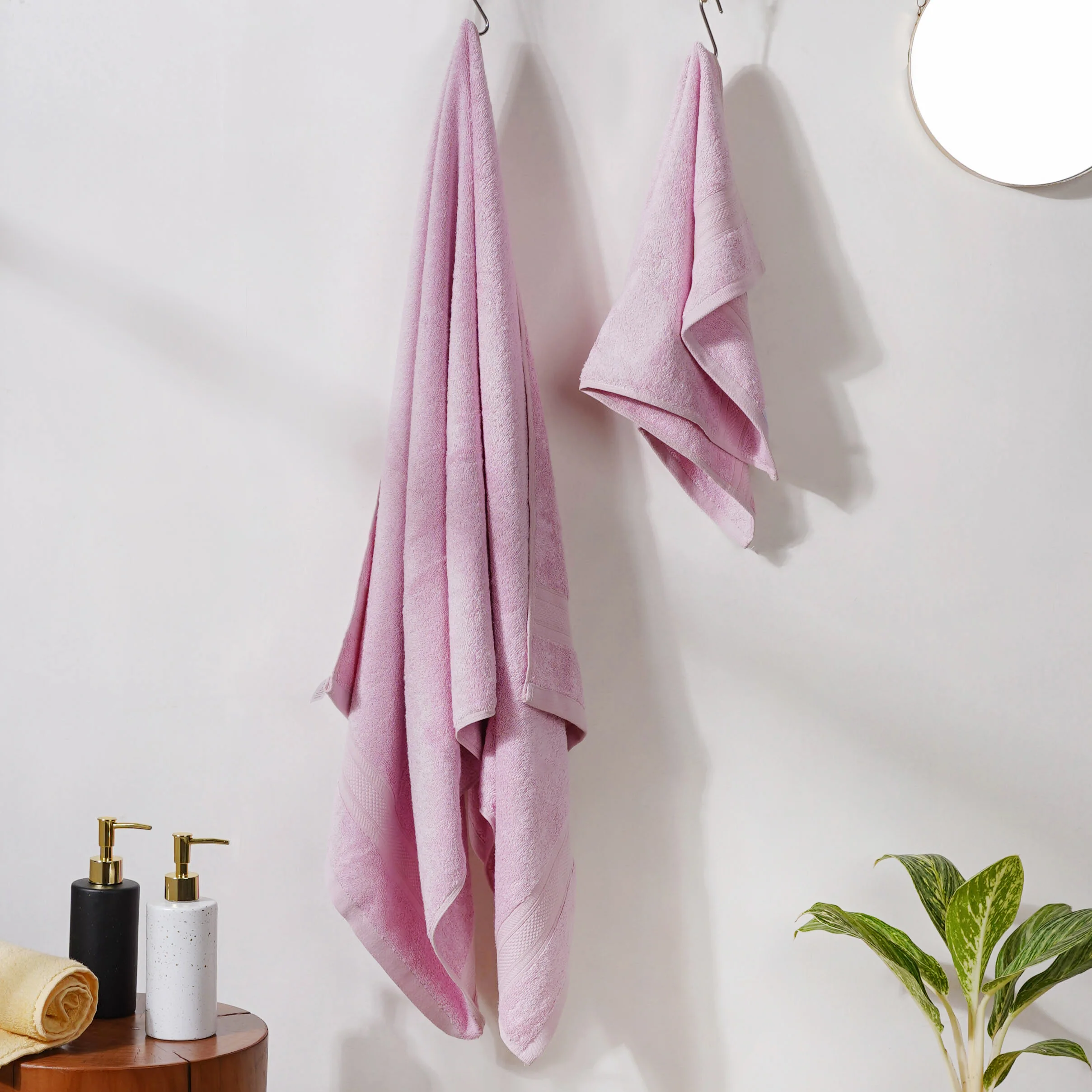 Plushy Bamboo Towel Set of 2 Pink