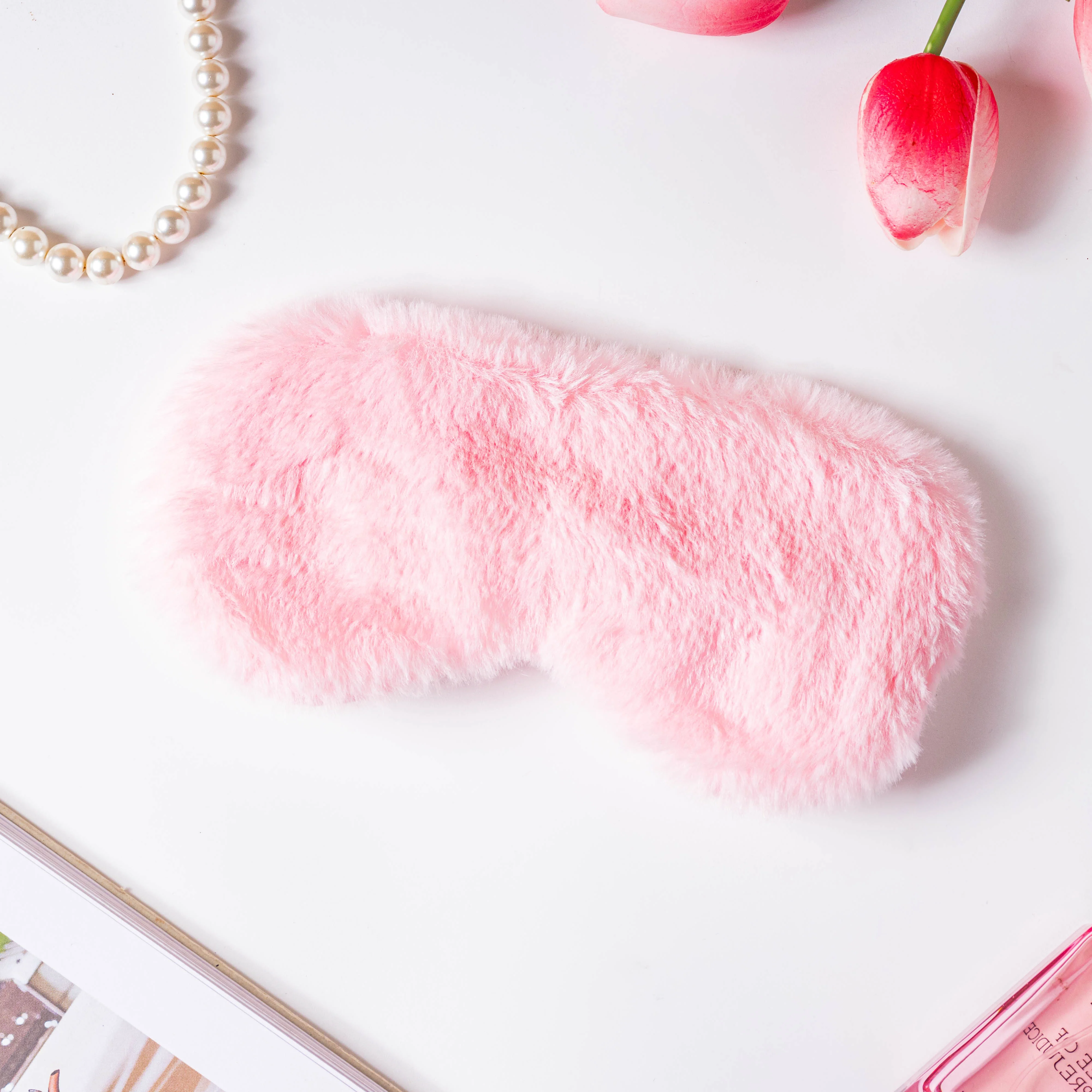 Plushy Pink Sleep Mask With Coolant Gel - Image 4