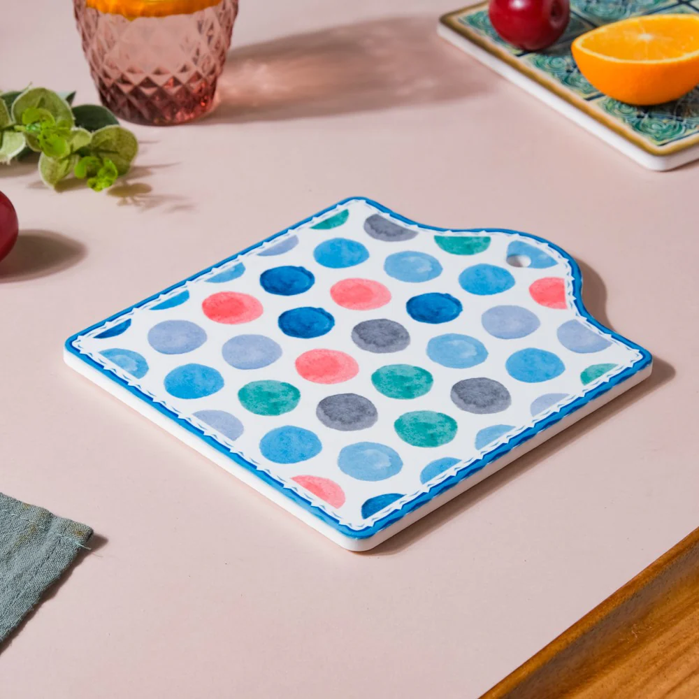 Polka Dot Patterned Ceramic Platter 7 Inch