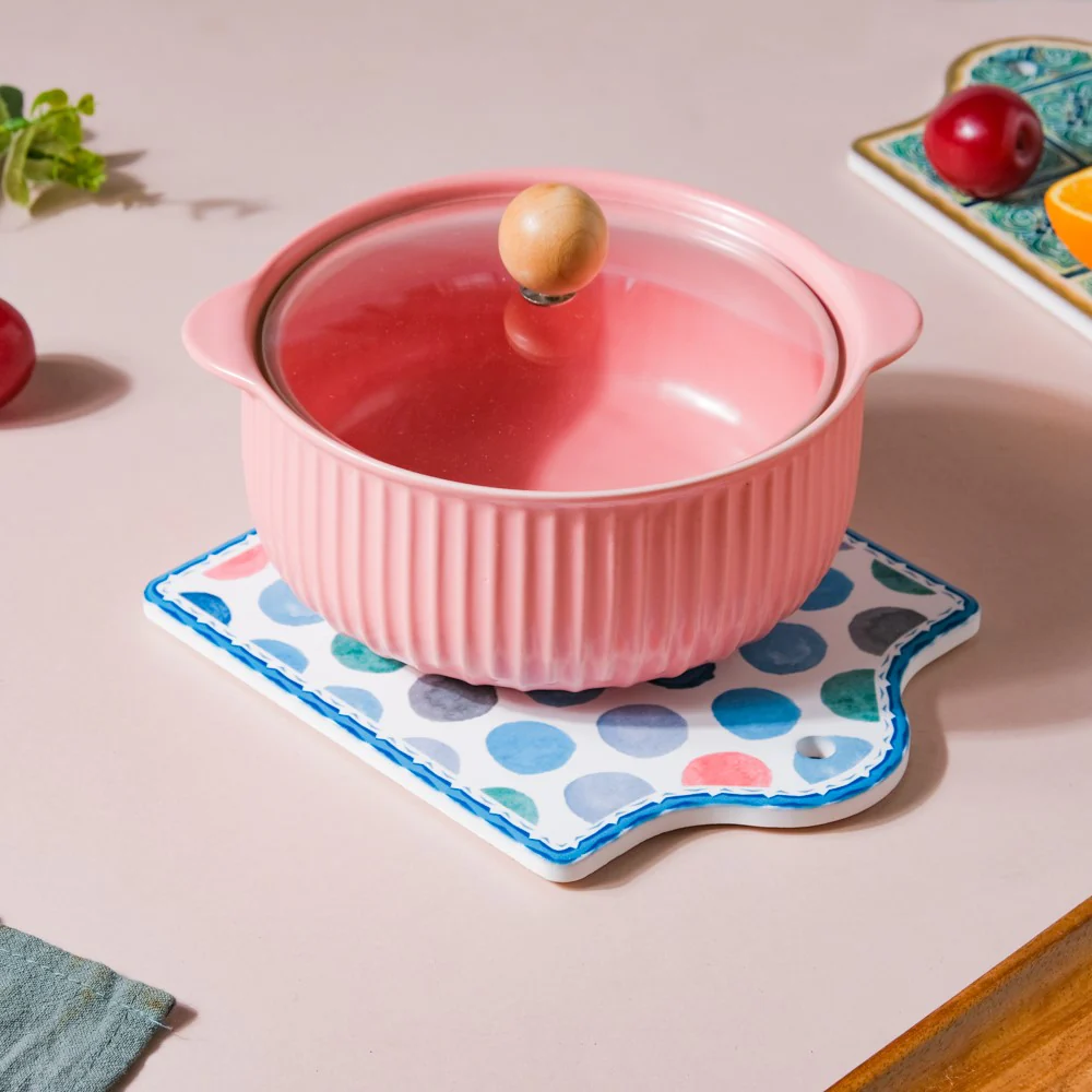 Polka Dot Patterned Ceramic Platter 7 Inch - Image 3