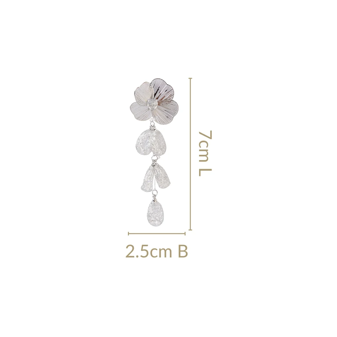 Poppy Blossom Sparkling Silver Danglers - Image 3
