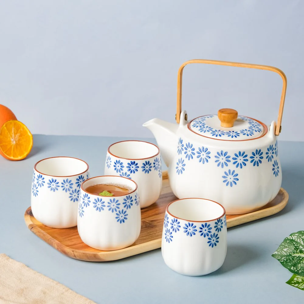 Porcelain Teapot and Cup Set - Image 2