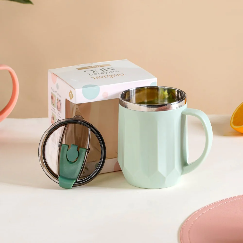 Portable Travel Coffee Mug With Lid Mint 400ml - Image 11