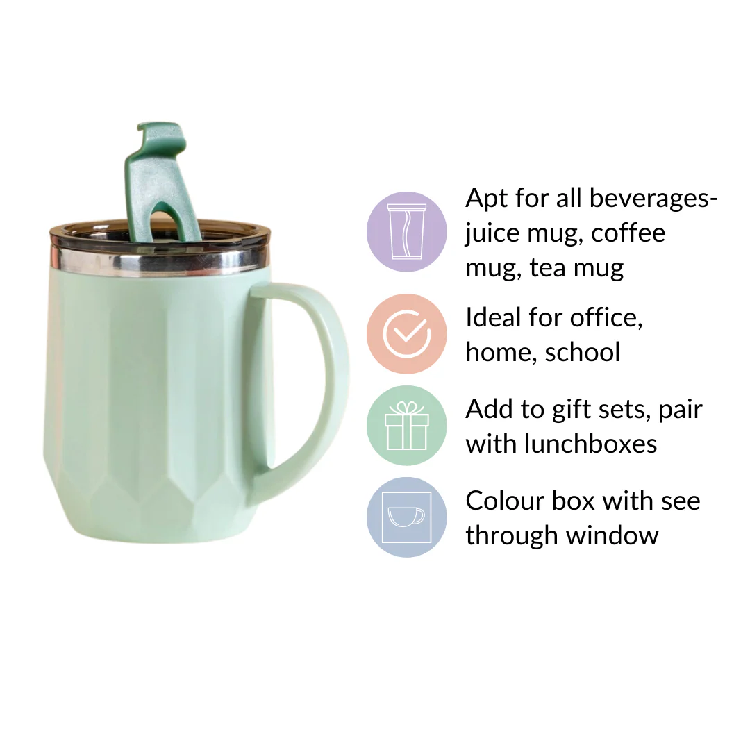 Portable Travel Coffee Mug With Lid Mint 400ml - Image 8