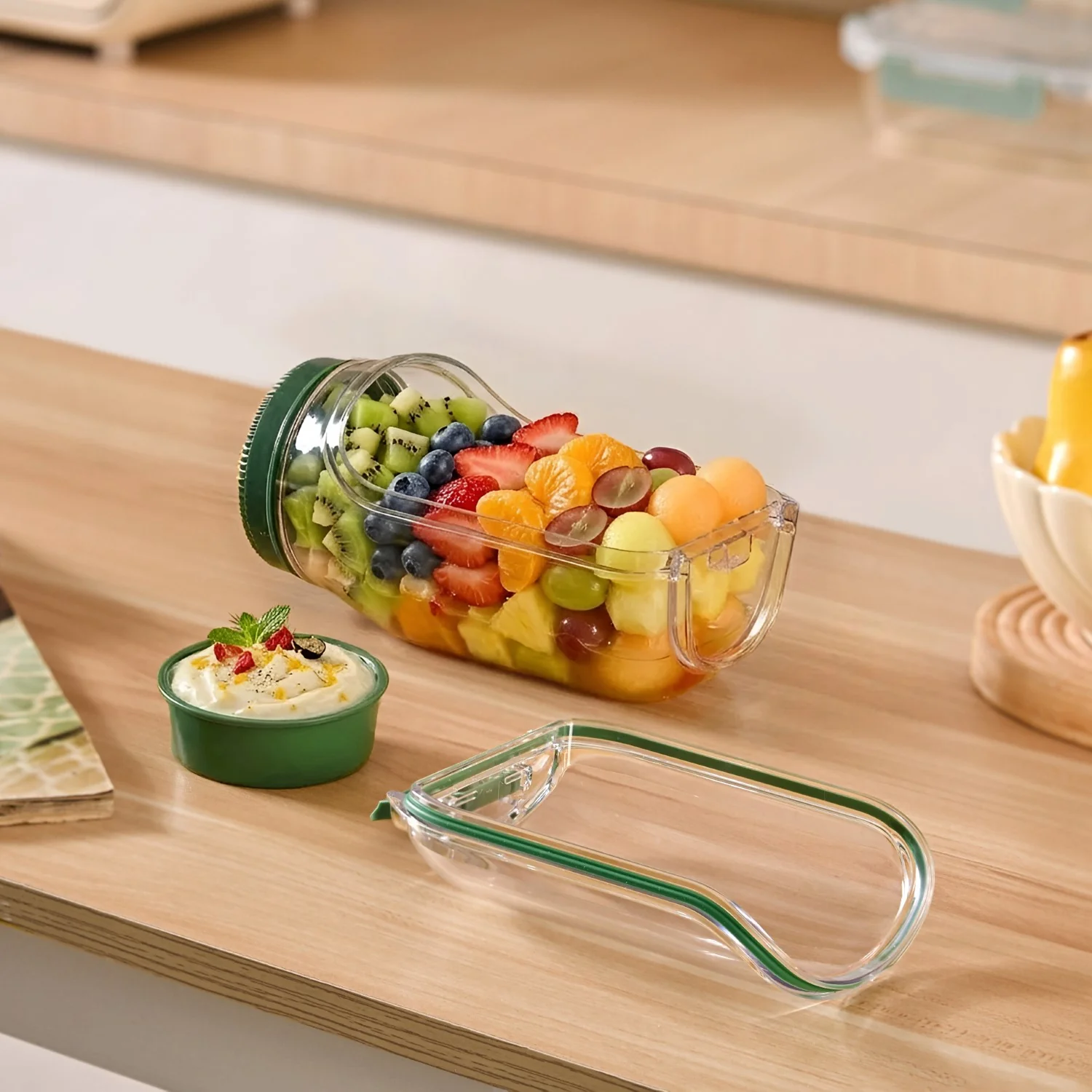 Portable Salad 2 in 1 Jar And Bowl With Cup 1200ml - Image 6