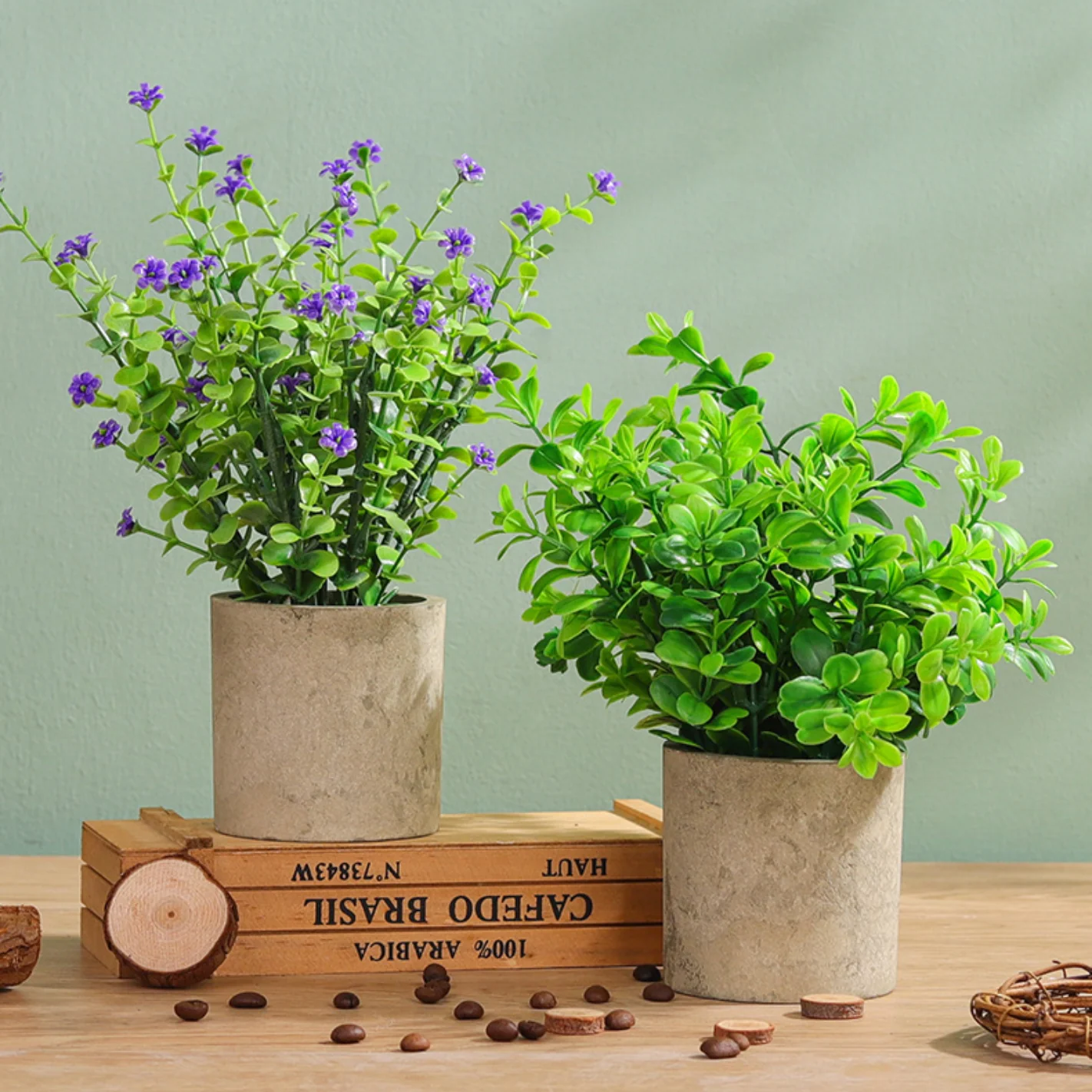 Pot With Faux Flowers - Image 2
