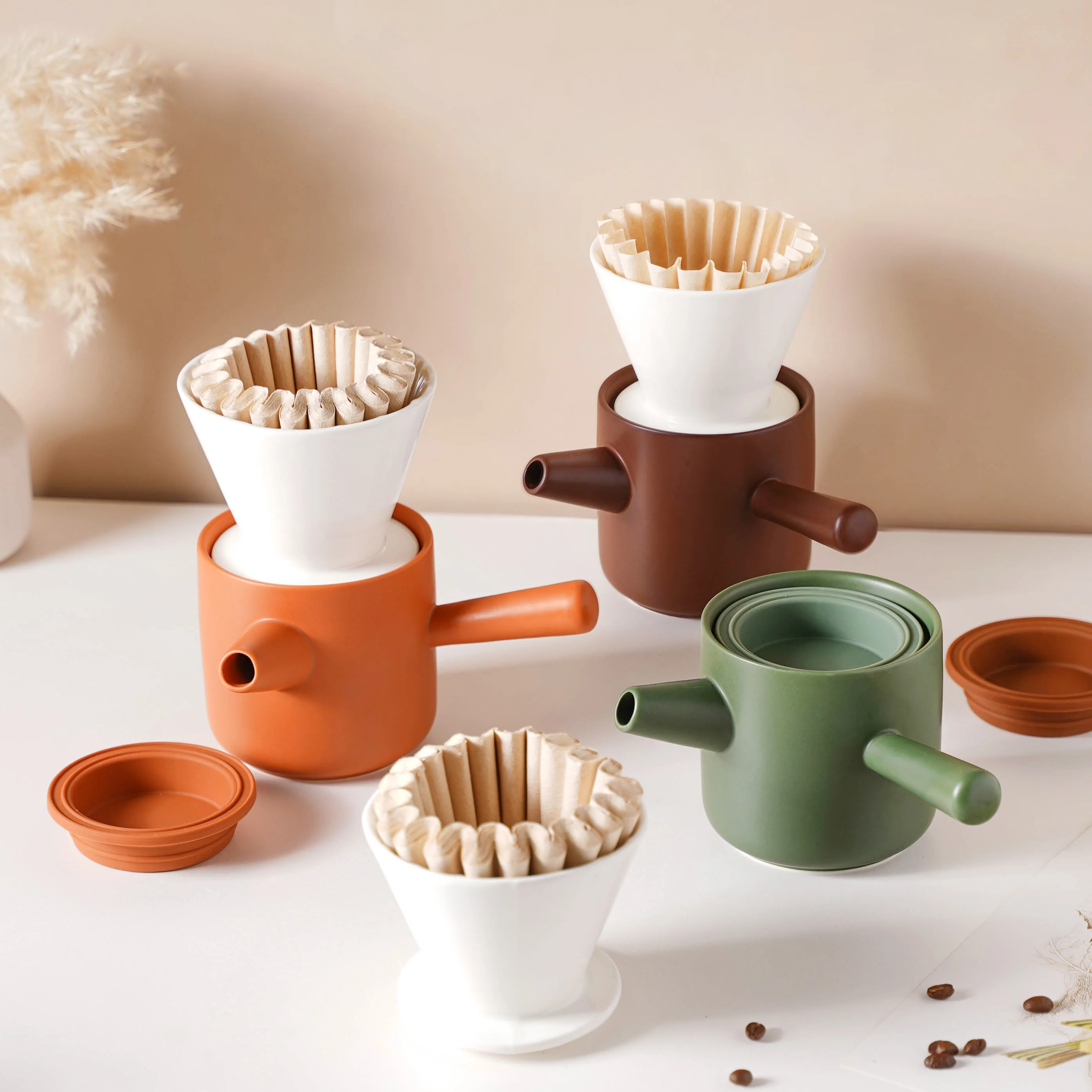 Pour Over Coffee Pot Set Brown 400 ml - Image 15