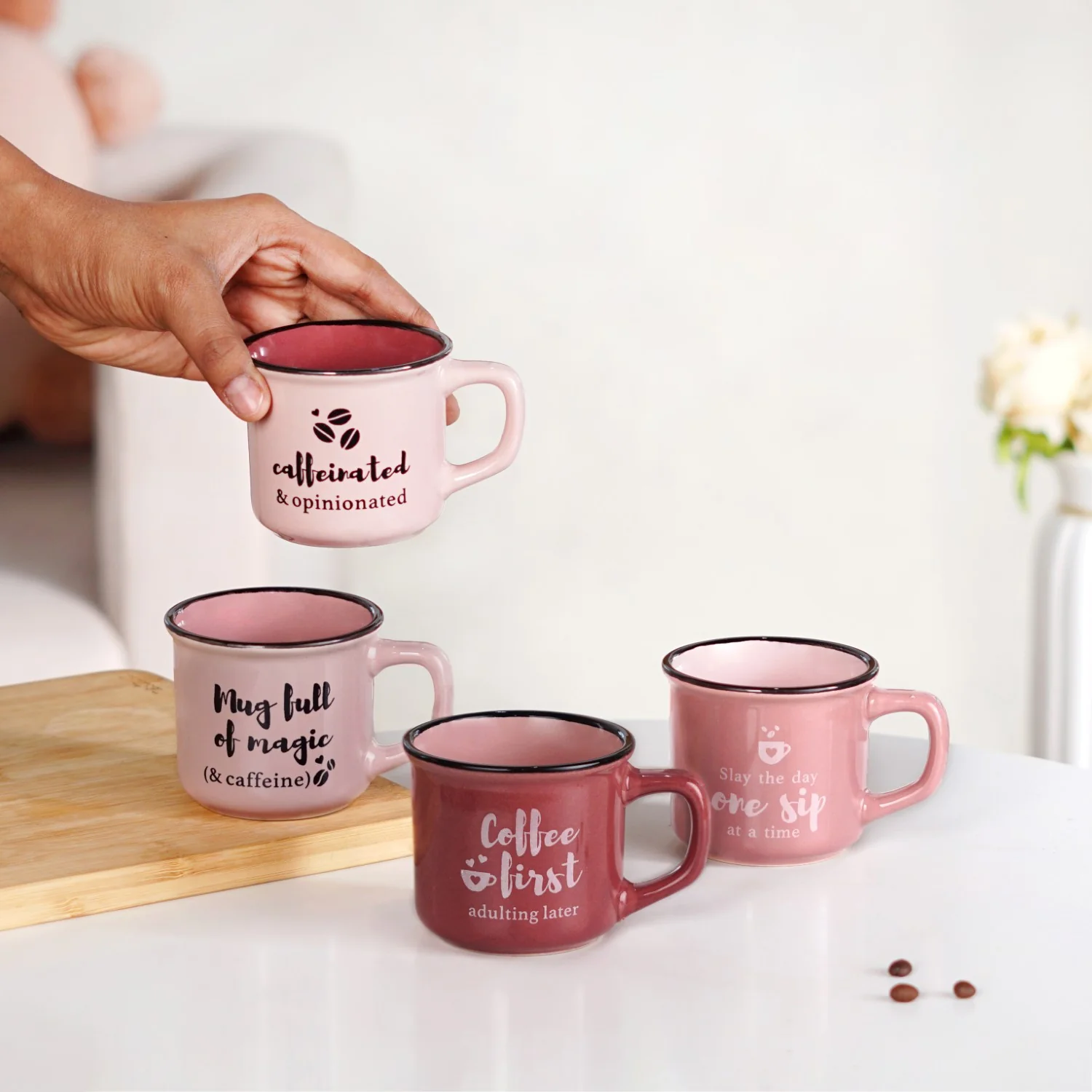 PourFect Mugs Set Of 4 Pink 170ml - Image 2