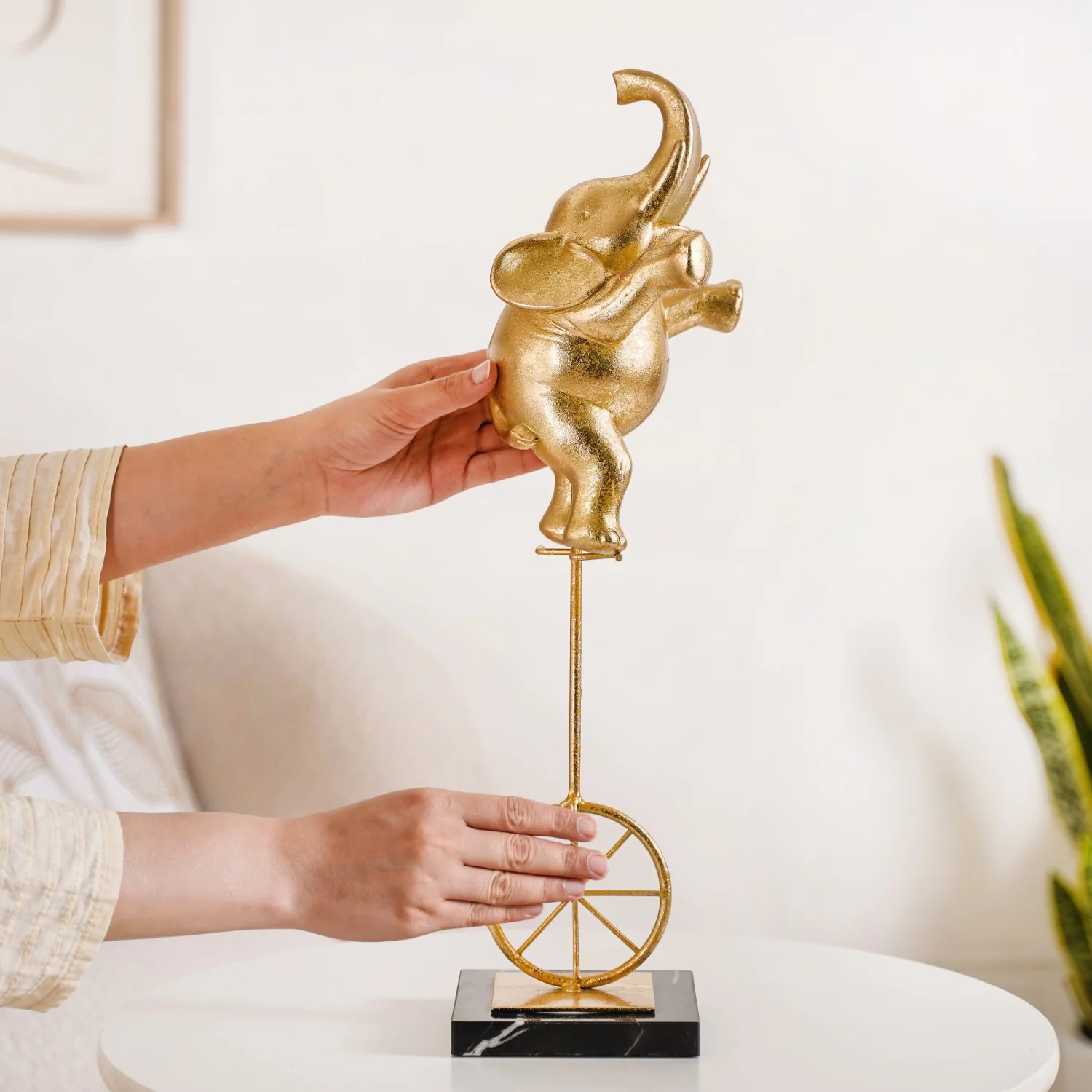 Premium Tabletop Unicycle Elephant Figurine - Image 3