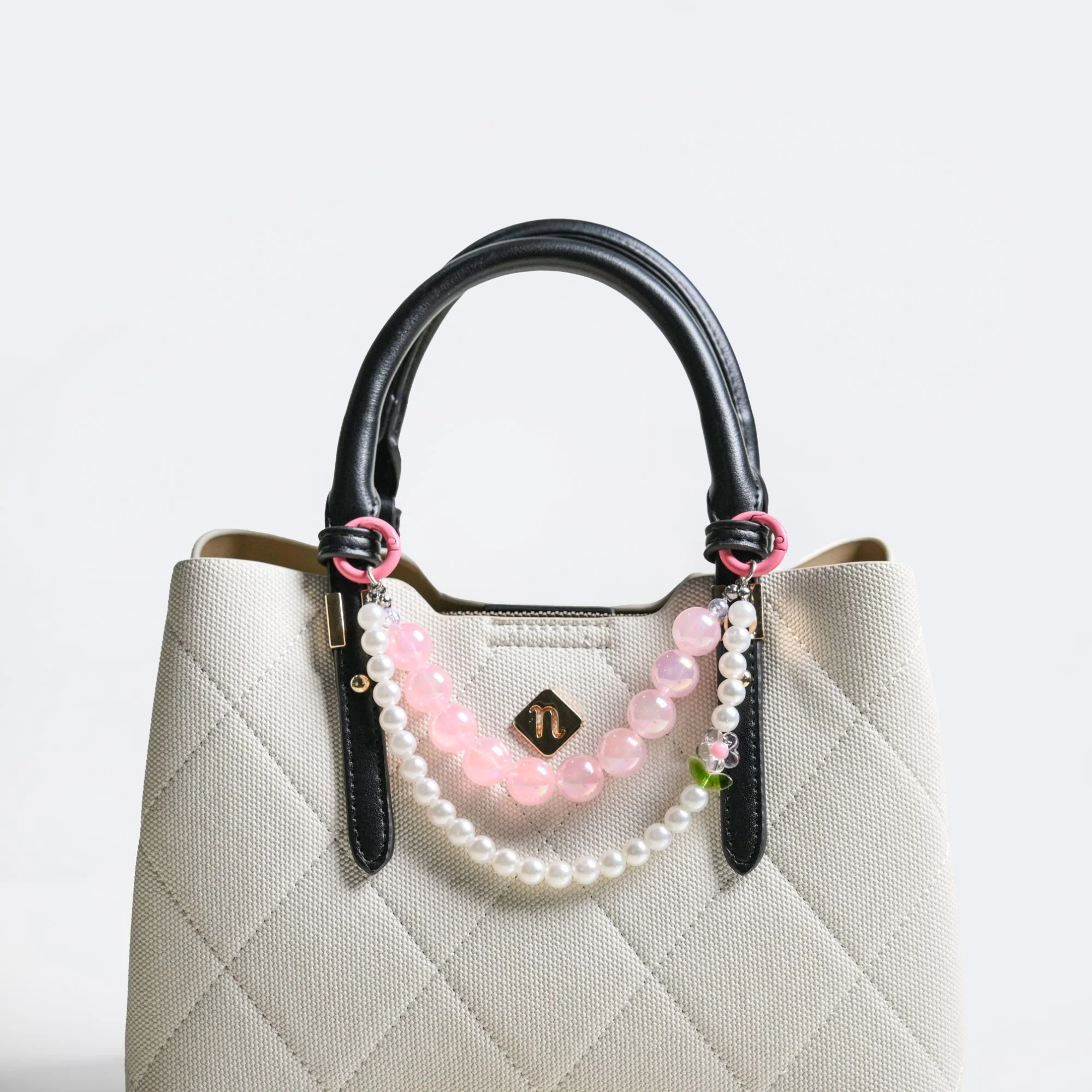 Pretty In Pink Pearl Beaded Keychain - Image 9