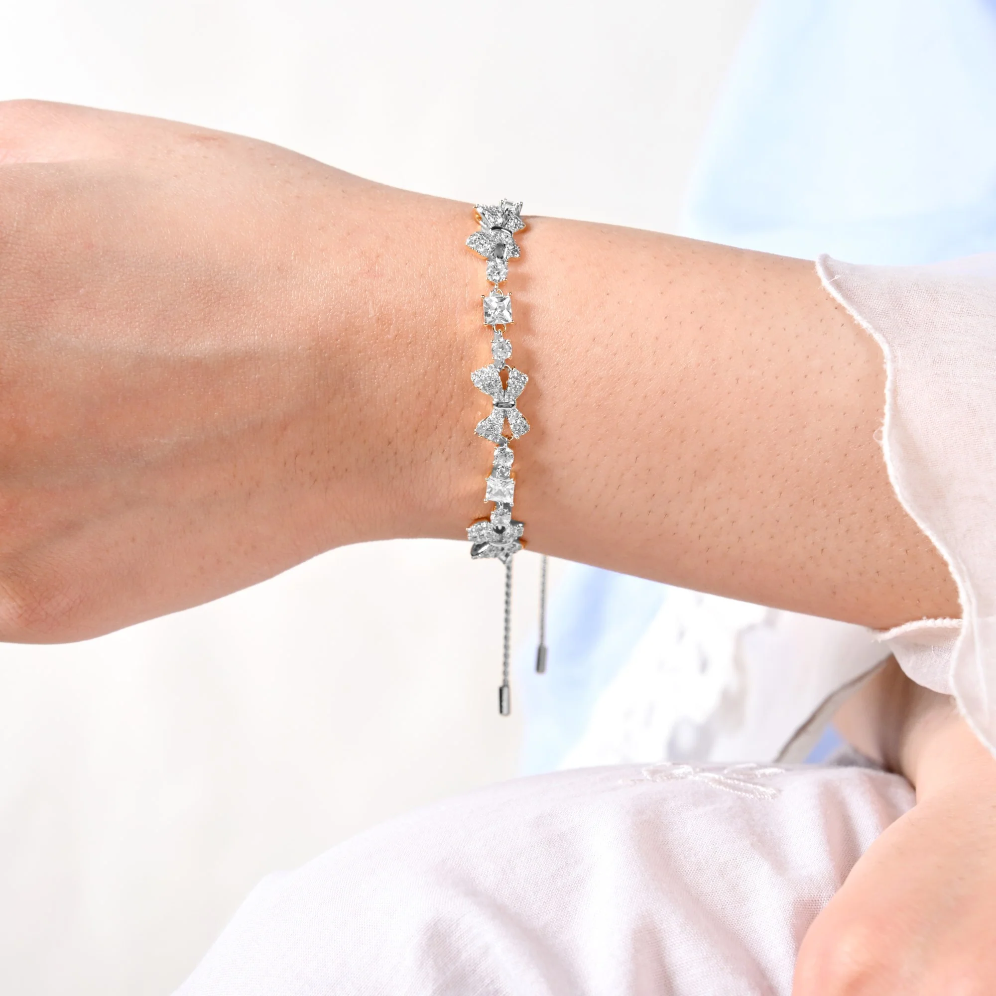 Princess Bow Silver Chain Bracelet - Image 2