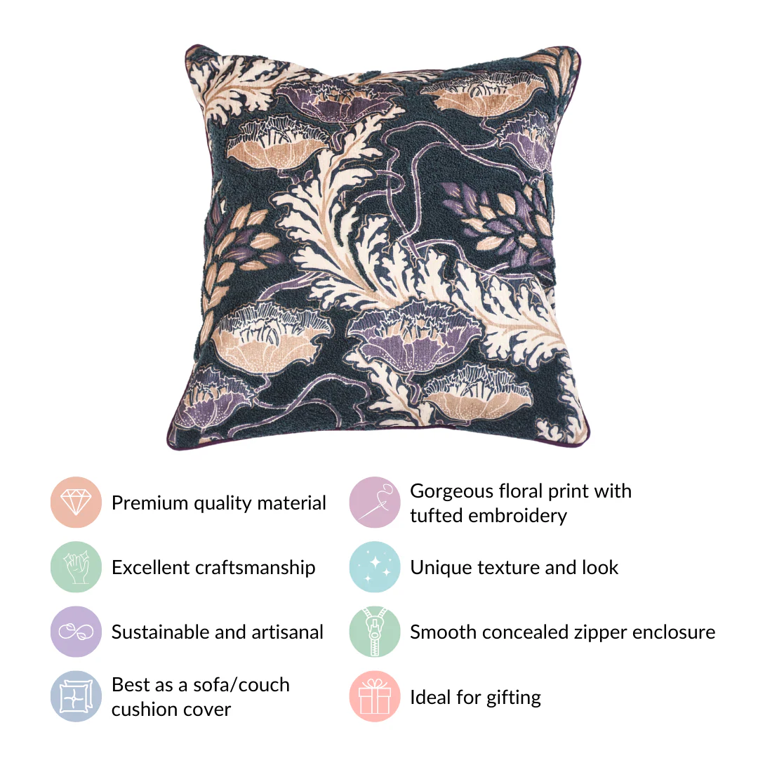 Print And Tuft Cushion Cover Multicolour 15x15 Inch - Image 3