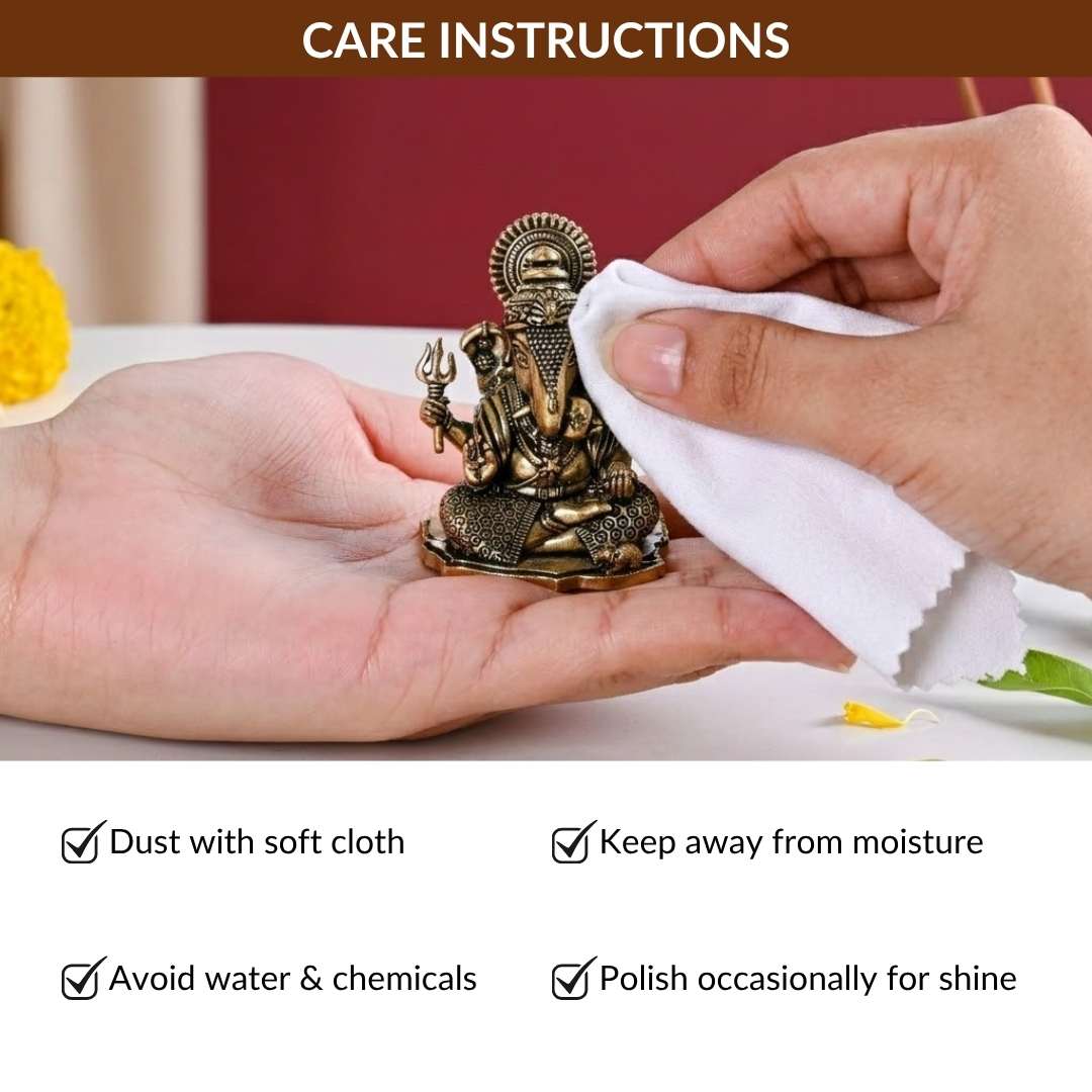 Pure Brass Ganesh Idol With Gift Box 5cm - Image 8
