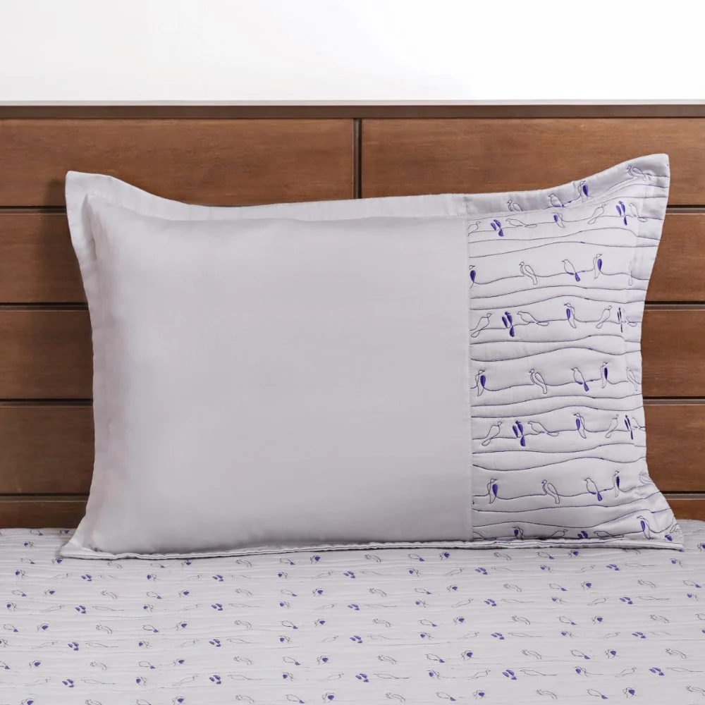 Pure Cotton Quilted King Size Bed Cover Grey - Image 3