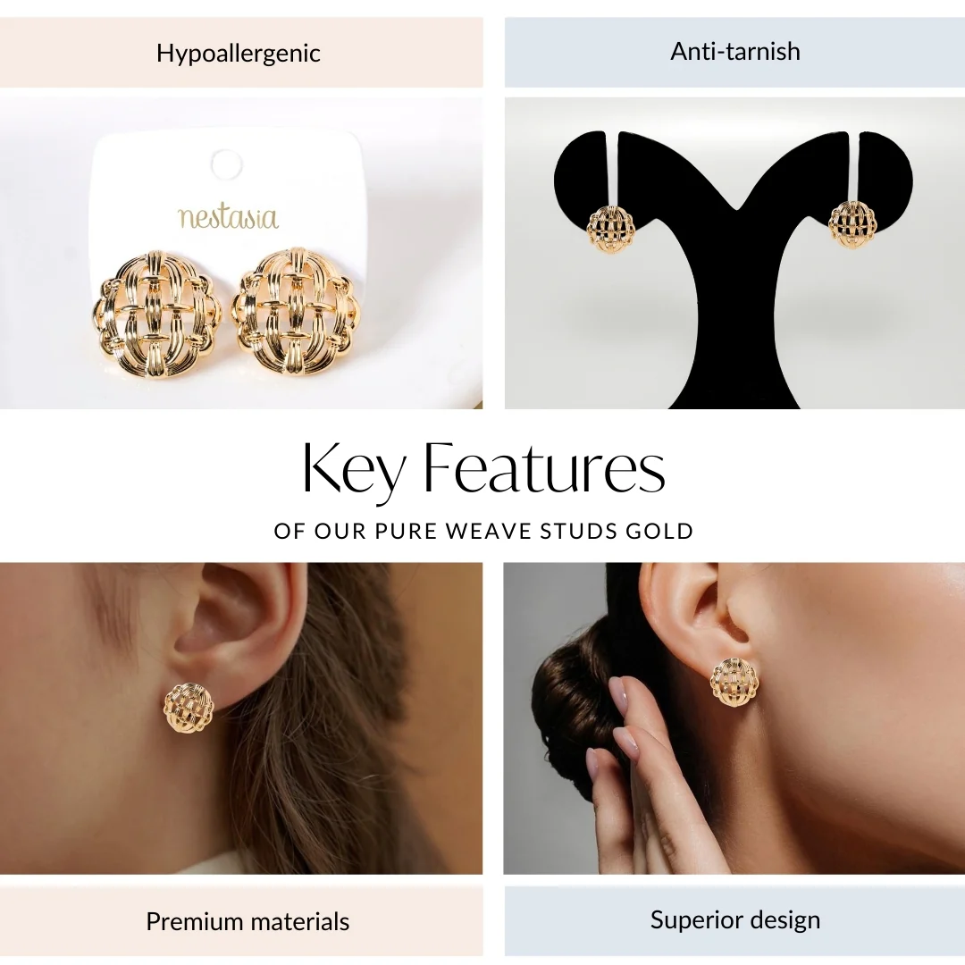 Pure Weave Studs Gold - Image 4