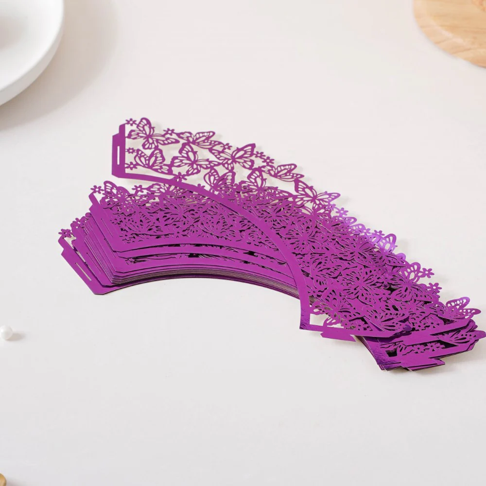 Purple Butterfly Lace Cupcake Wrapper Set Of 20 - Image 4