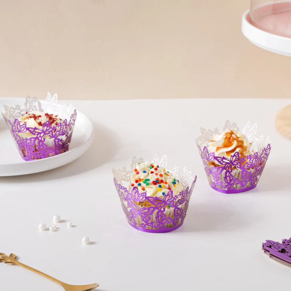 Purple Butterfly Lace Cupcake Wrapper Set Of 20 - Image 9