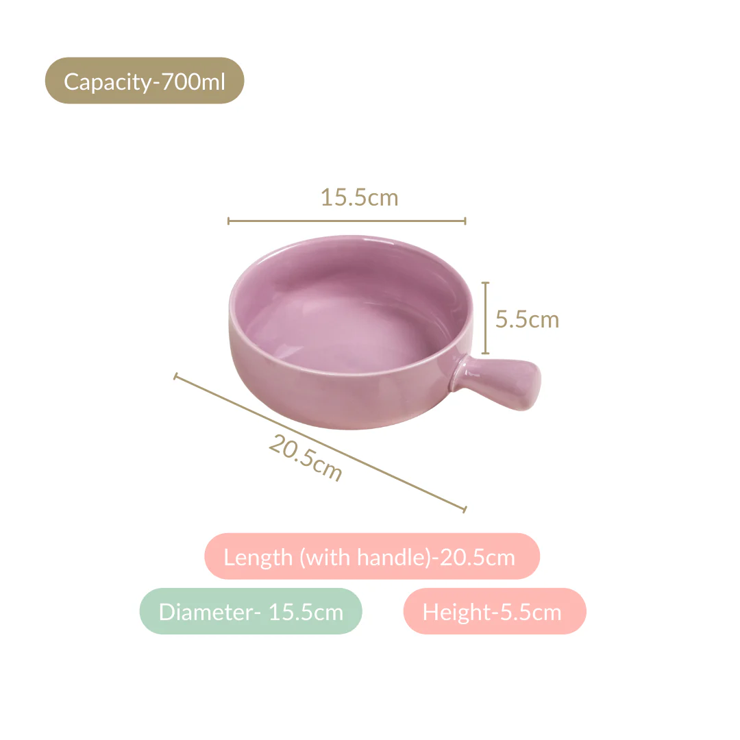 Purple Ceramic Bowl With Handle 700ml - Image 4