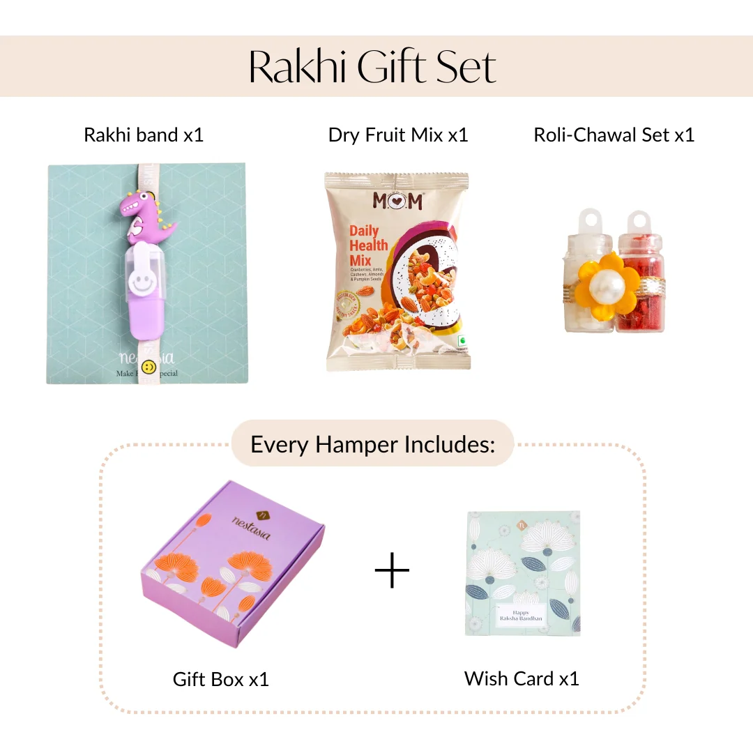 Purple Dino Rakhi Gift Set - Image 4