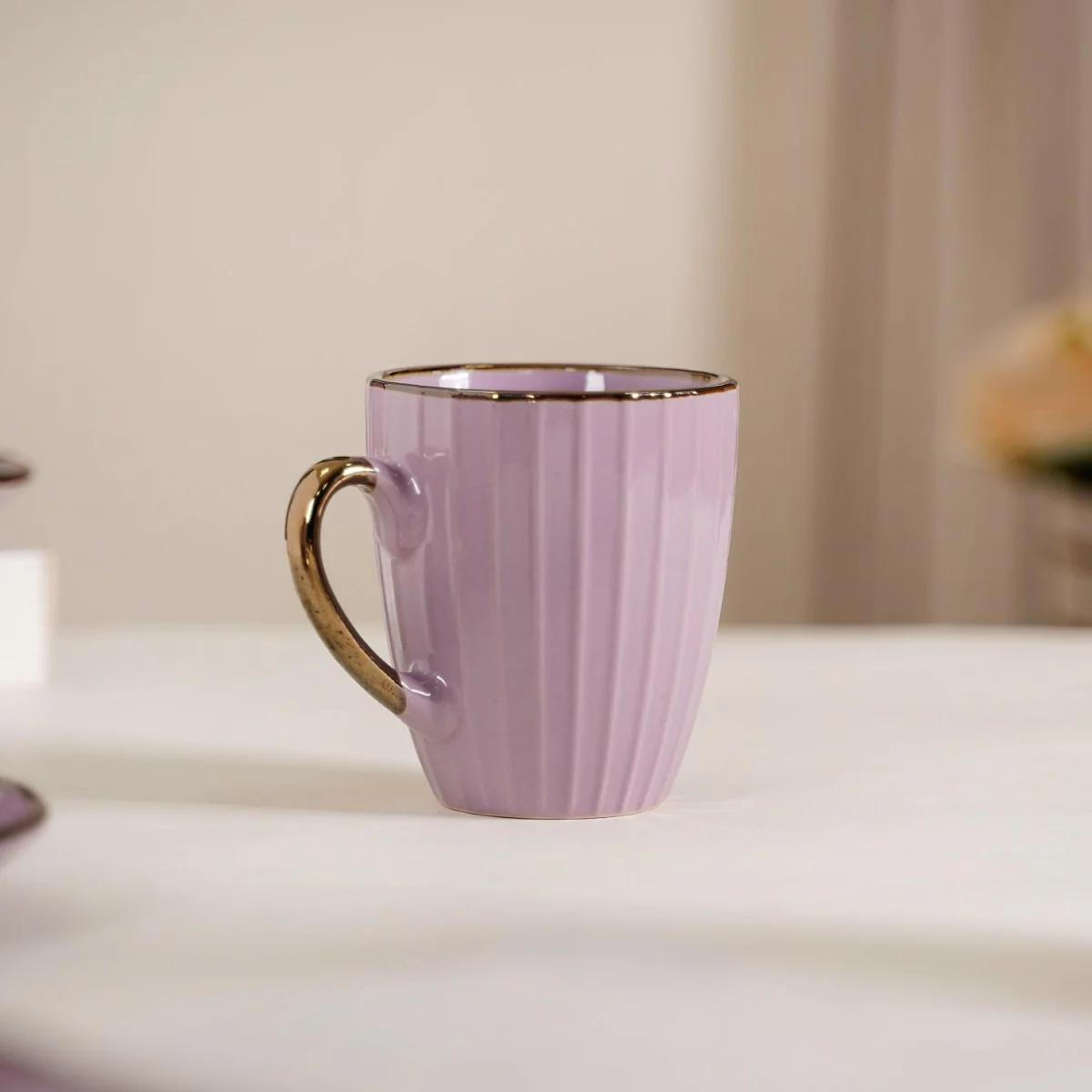Nori Lined Tea Cup And Saucer Set Of 6 Lavender 250ml - Image 4