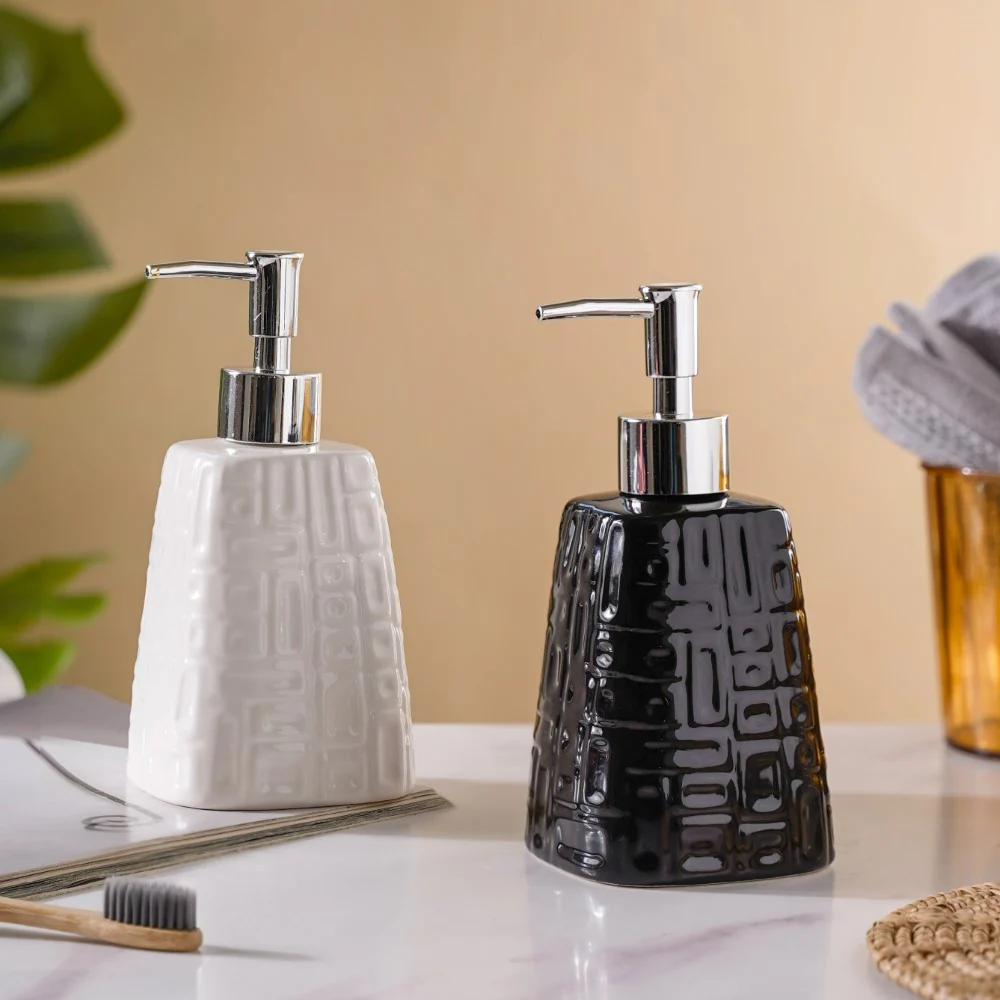Pyramid Textured Ceramic Dispenser White 7 Inch - Image 9